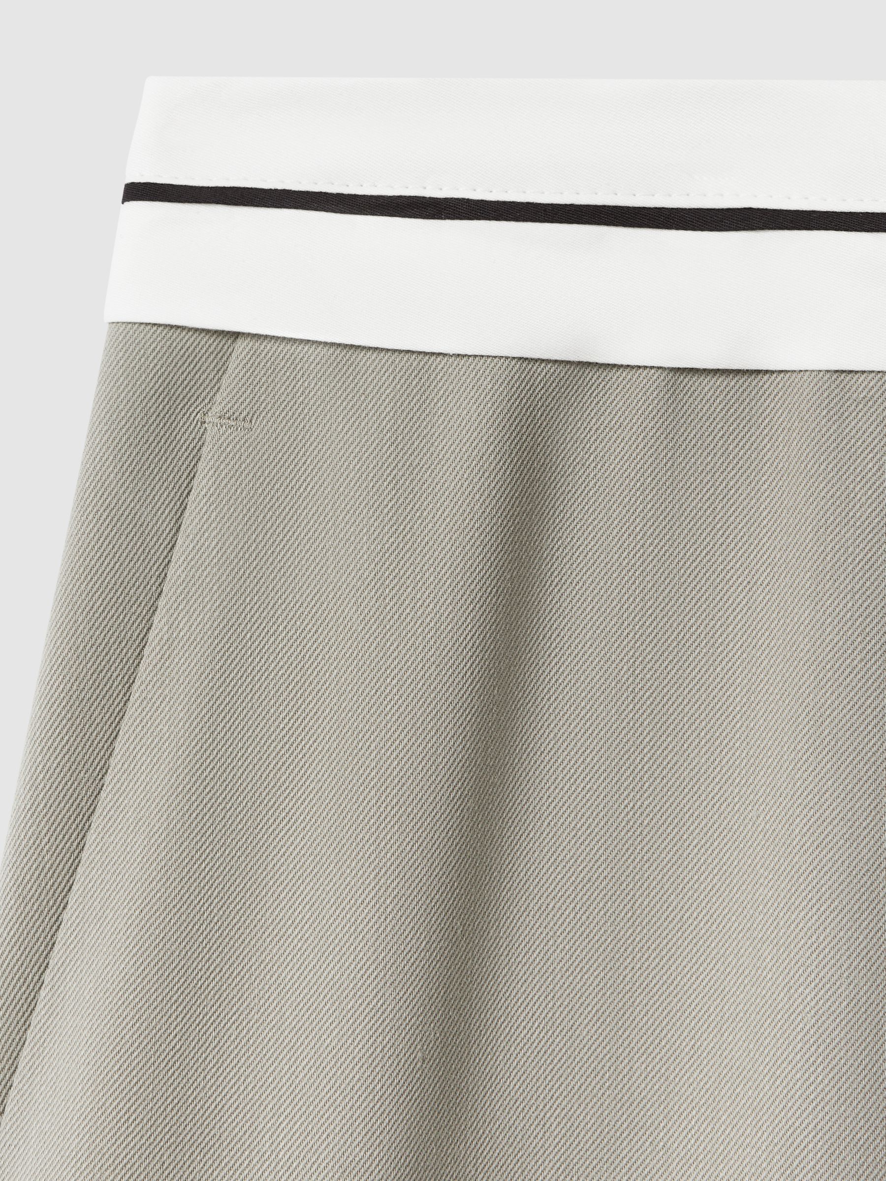 Contrast Waistband Wide Leg Suit Trousers in Green