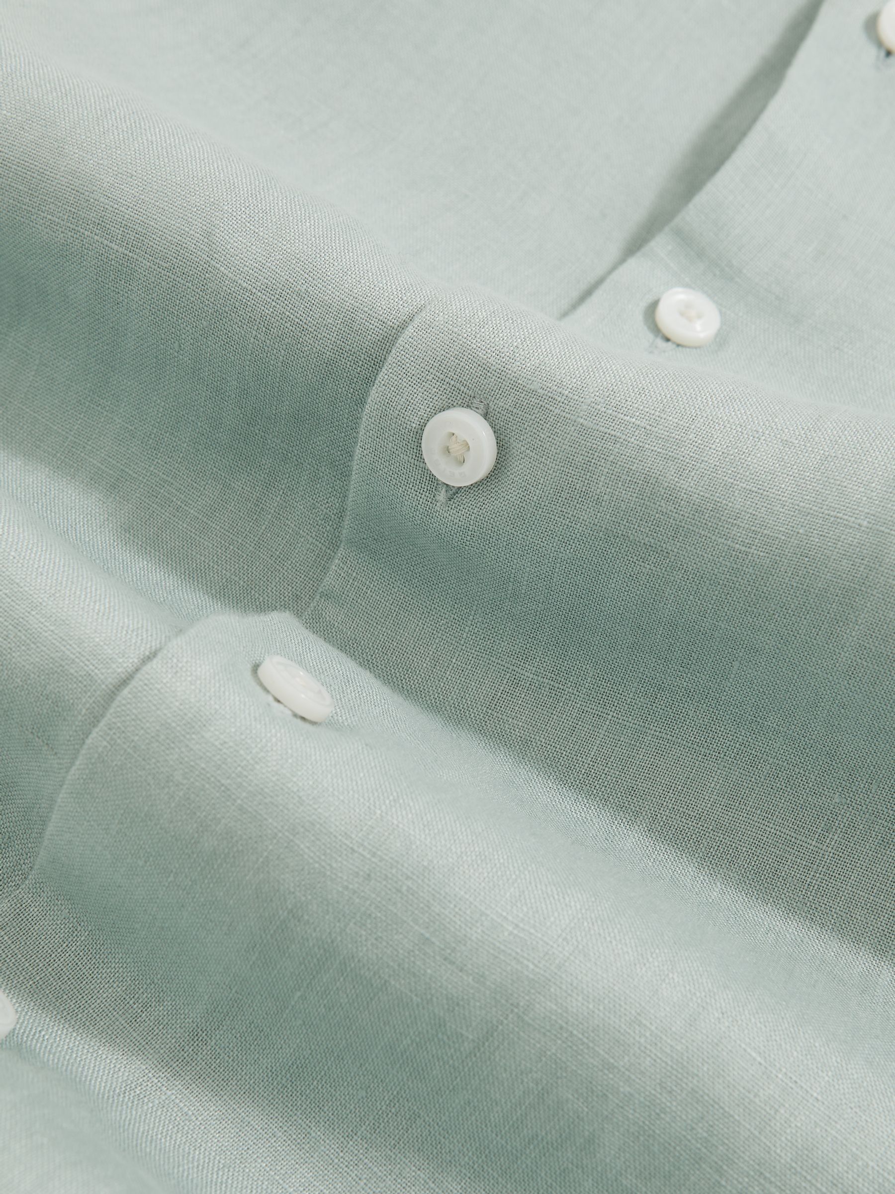 Linen Button-Through Shirt in Ocean Green