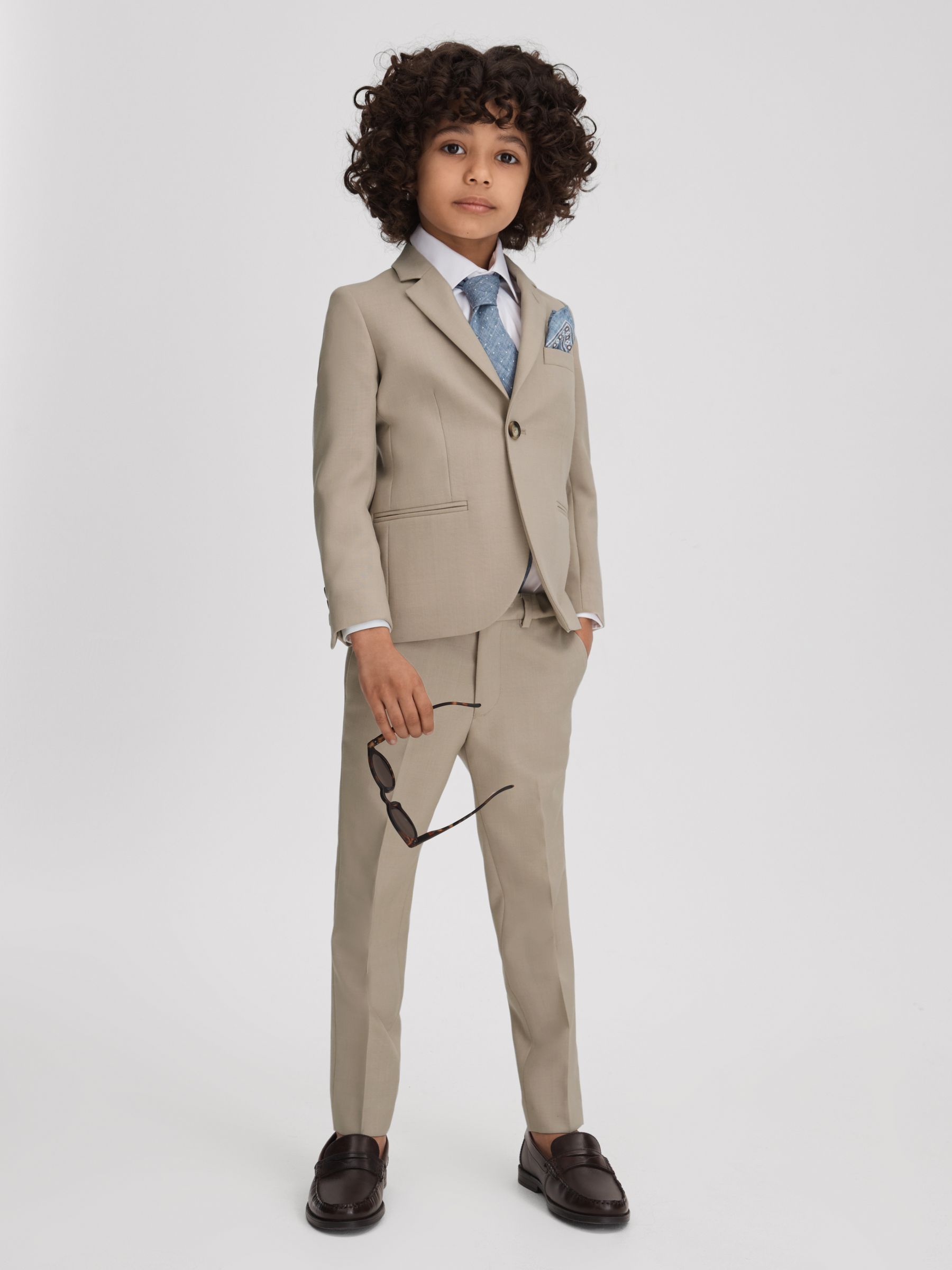 4-9 yrs Cotton Single-Breasted Blazer in Stone