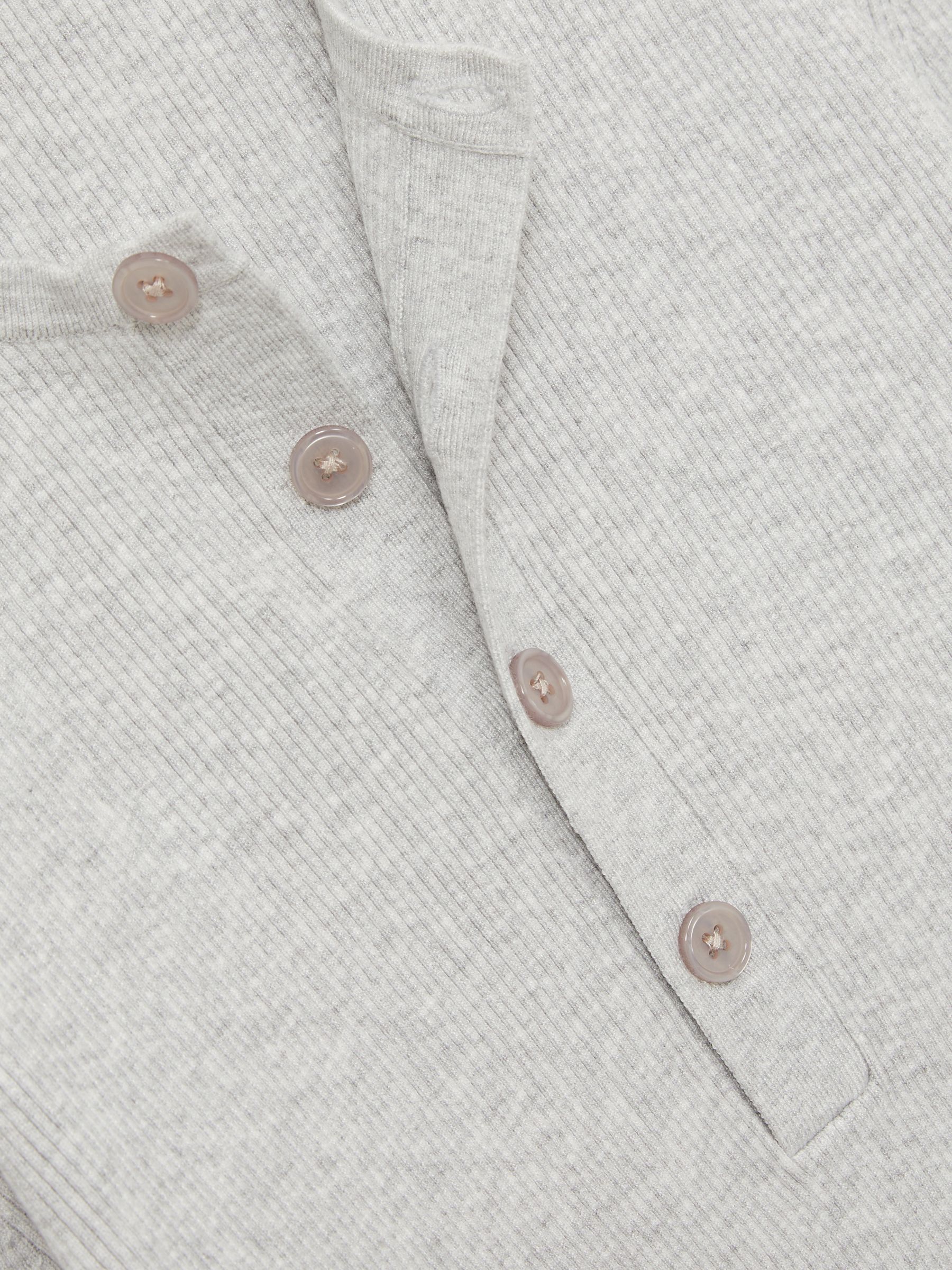 Rib Knit Henley Jumper in Grey