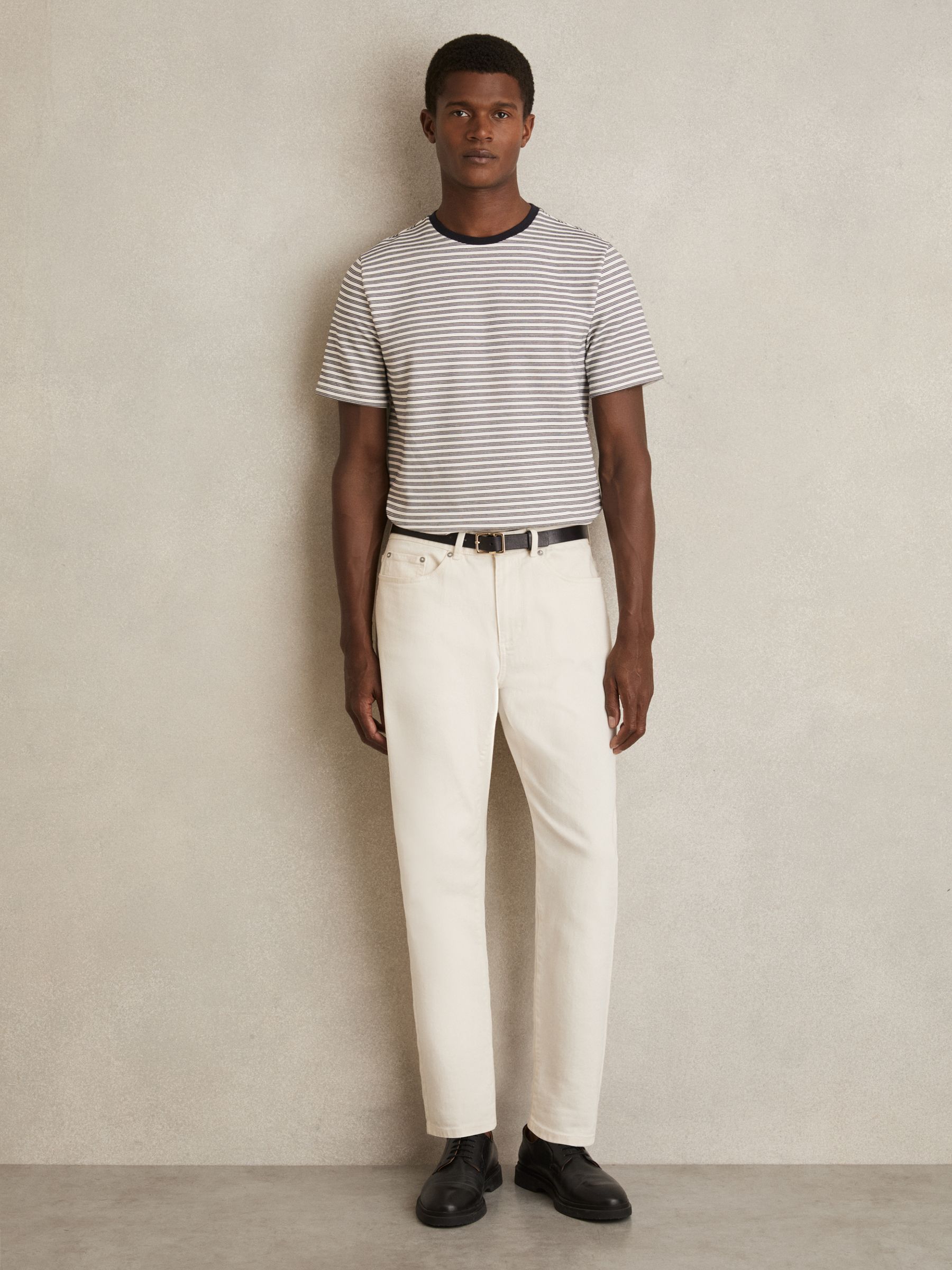 Heavyweight Striped T-Shirt in White/Navy