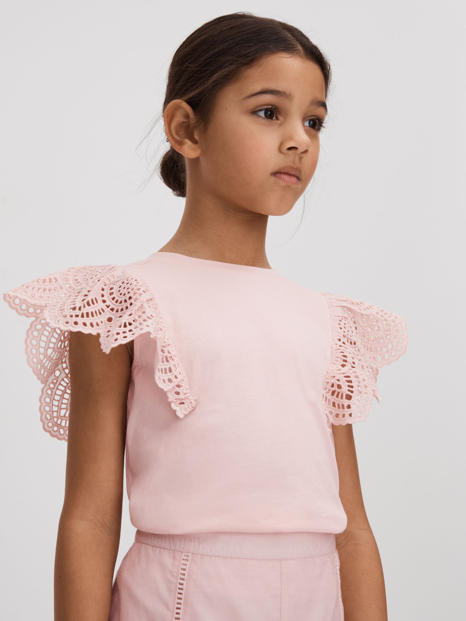 4-9 yrs Cotton Broderie Top in Pink