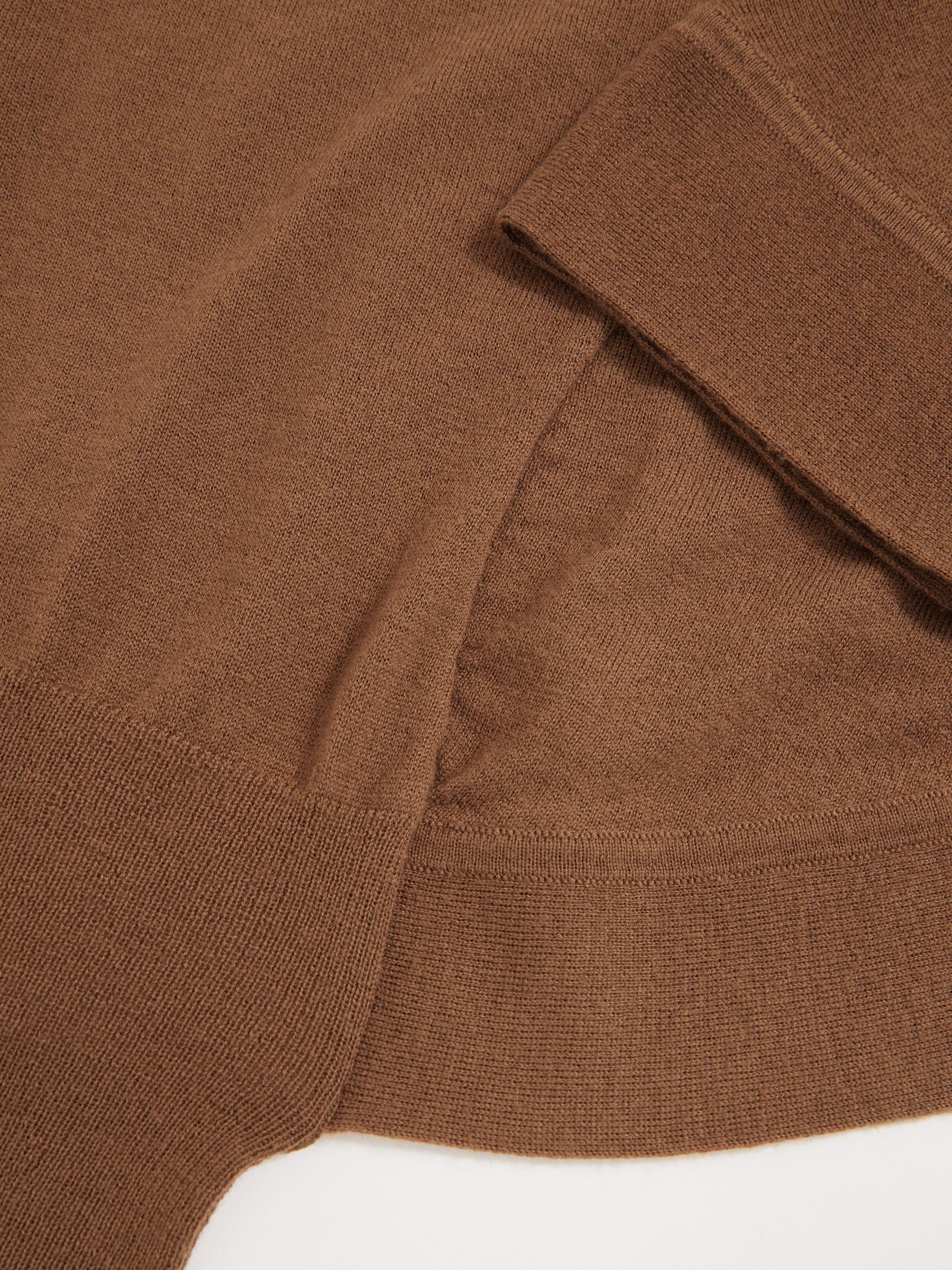 Merino Wool Batwing Roll-Neck Jumper in Tan