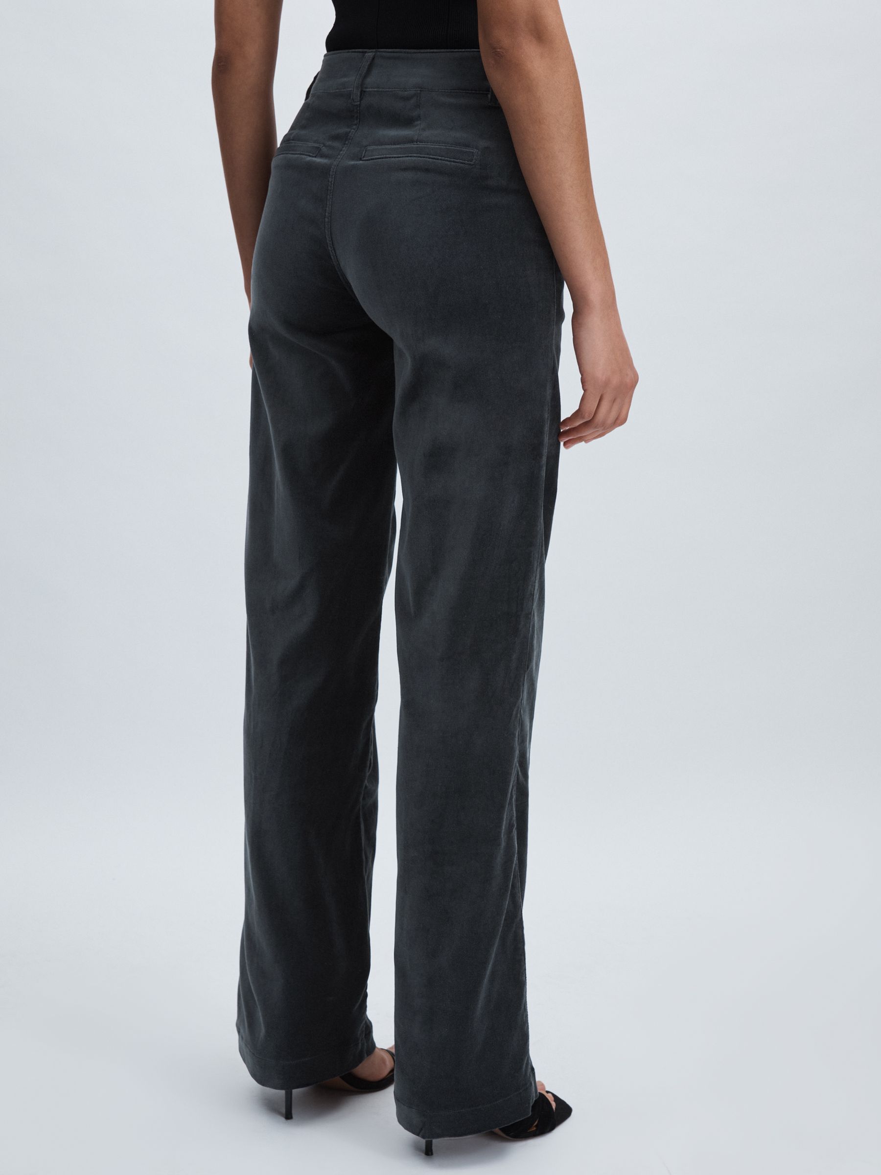 Paige Velvet Wide-Leg Trousers in Calico Blue