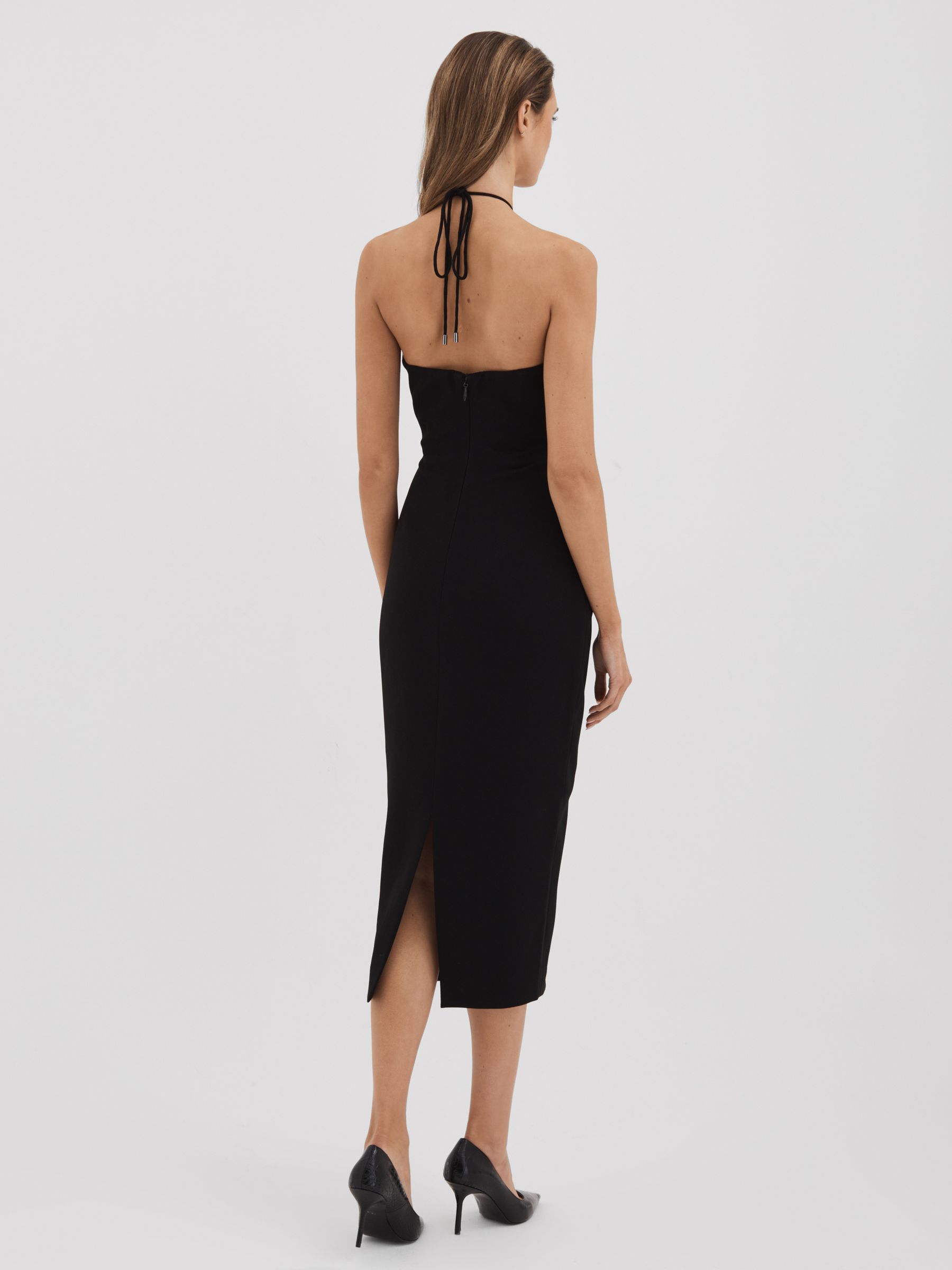 Rachel Gilbert Embellished Bodycon Midi Dress in Black