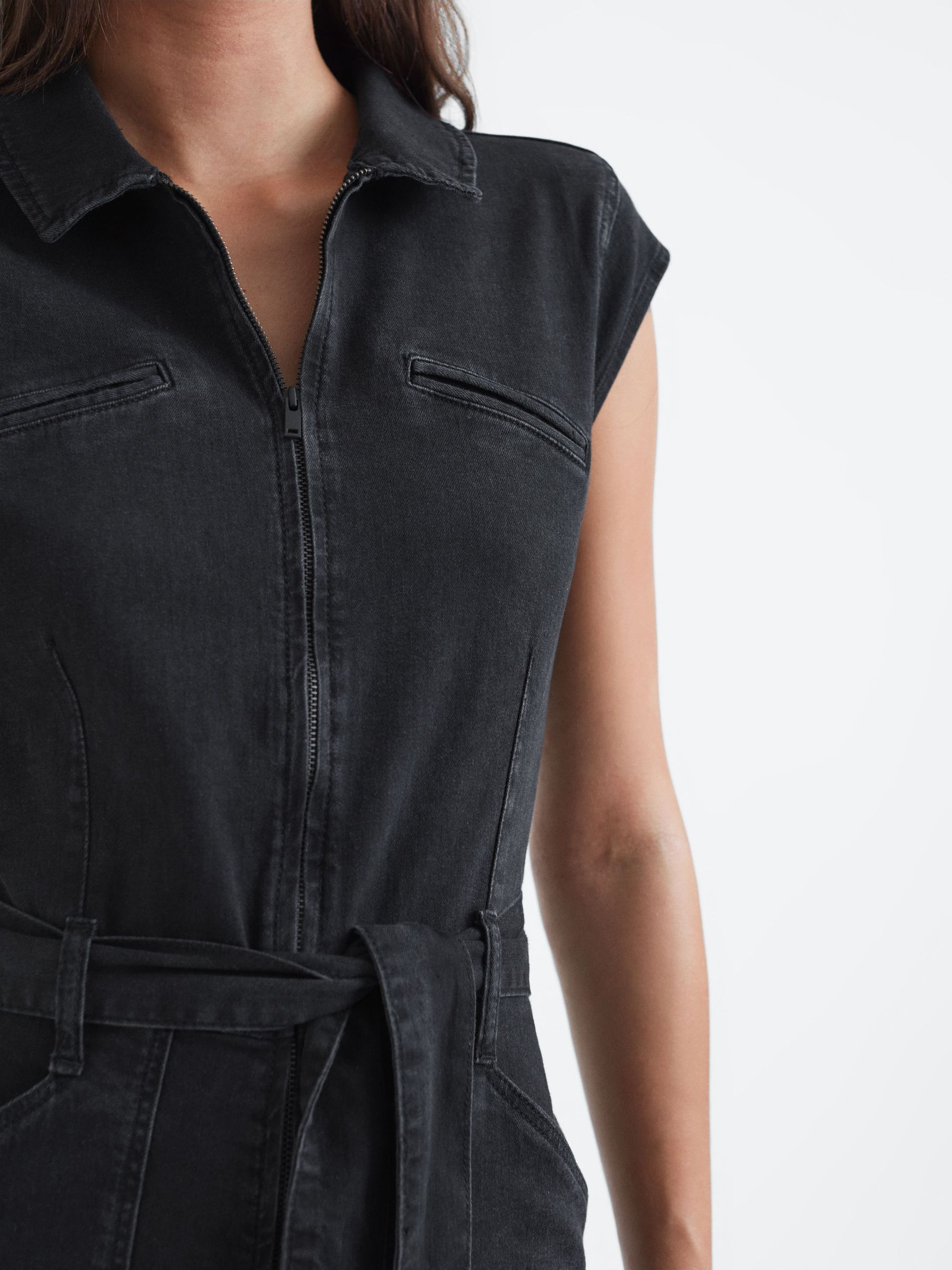 Paige Belted Jumpsuit in Black Dove