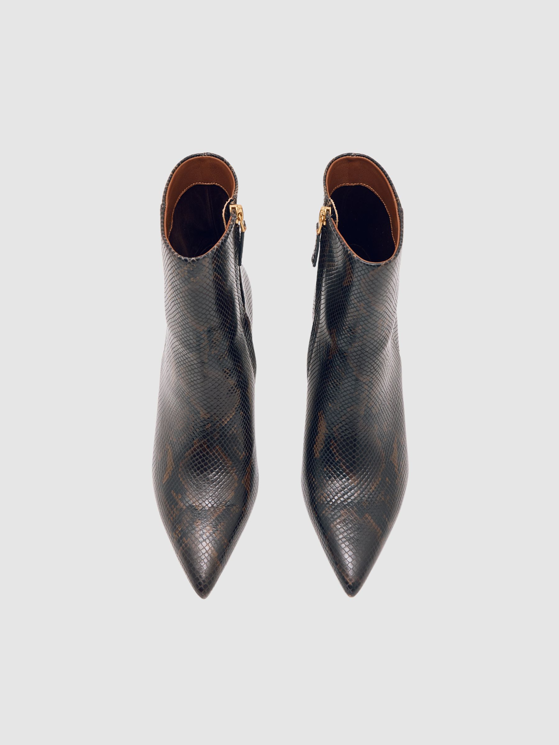 Knee High Leather Boots in Snake