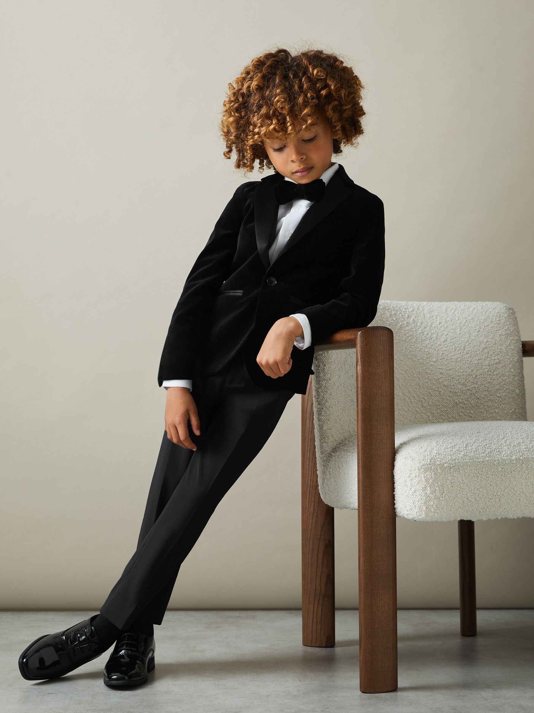 9-14 yrs Single Breasted Velvet Blazer in Black