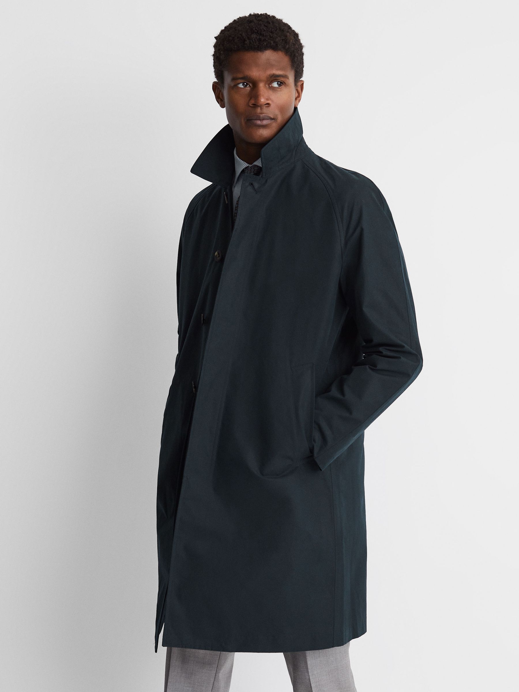 Private White Mid-Length Trench Coat in Navy