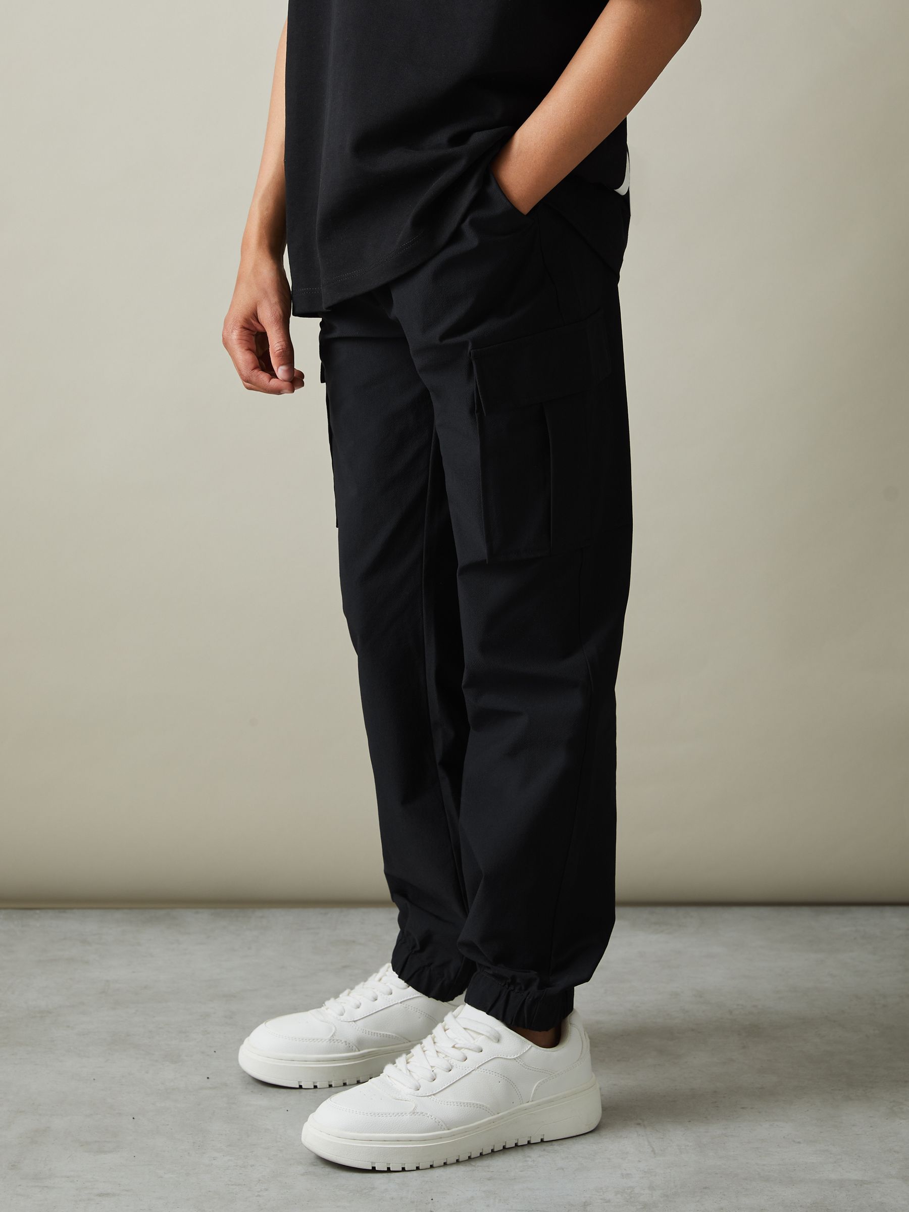 9-14 yrs Technical Drawstring Trousers in Black