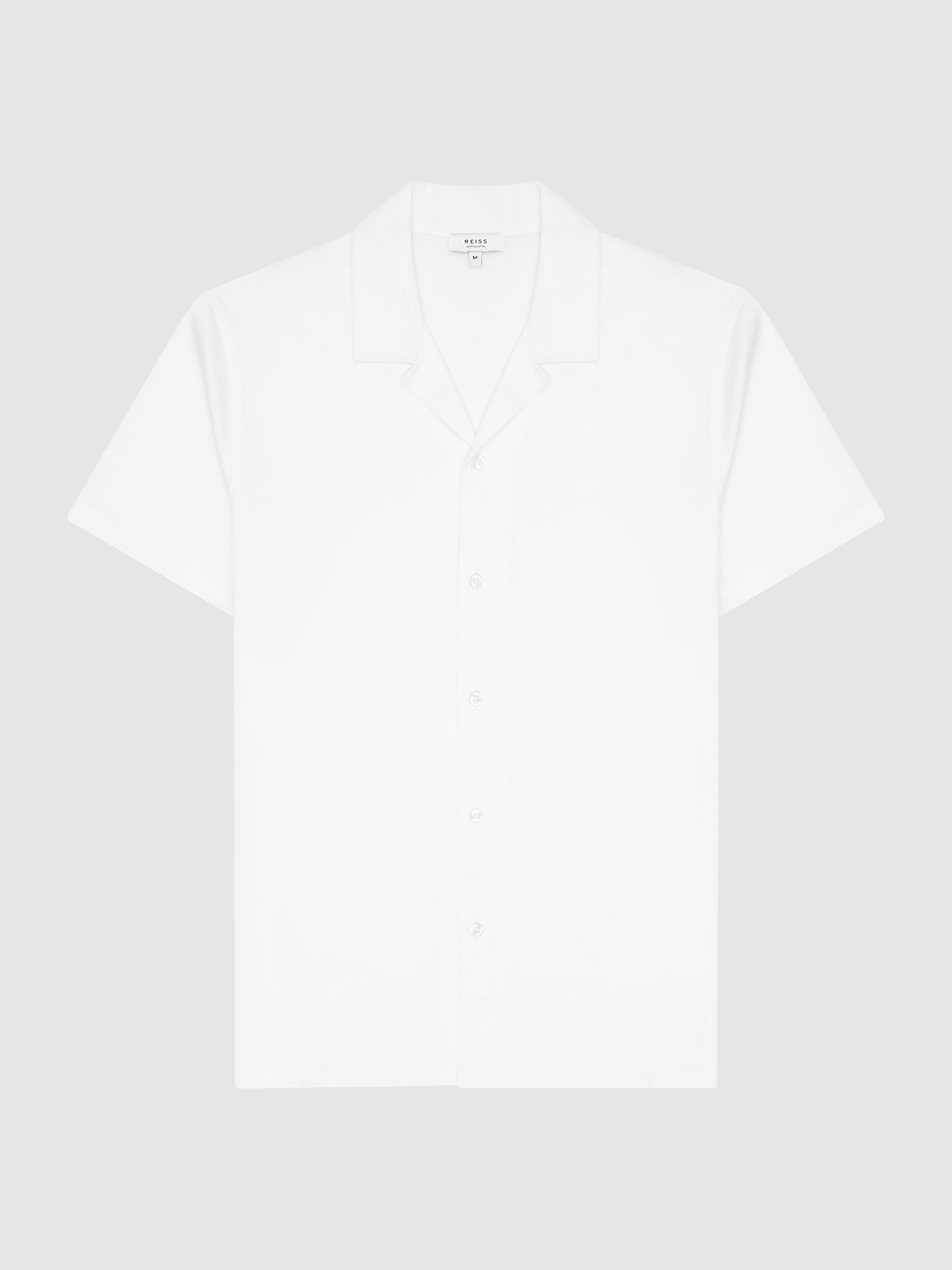 Mercerised Jersey Cuban Collar Shirt in White