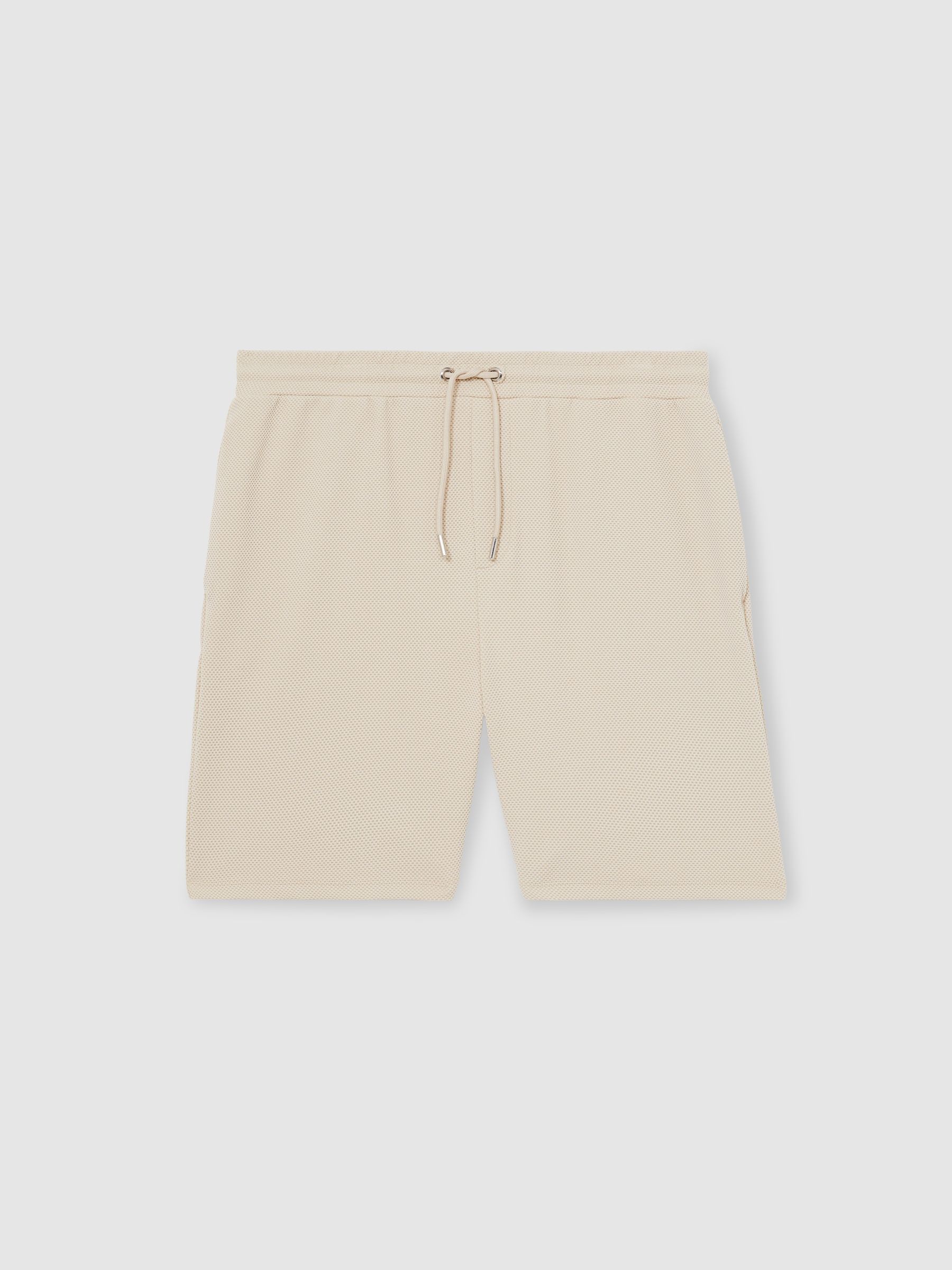 Textured Drawstring Shorts in Stone