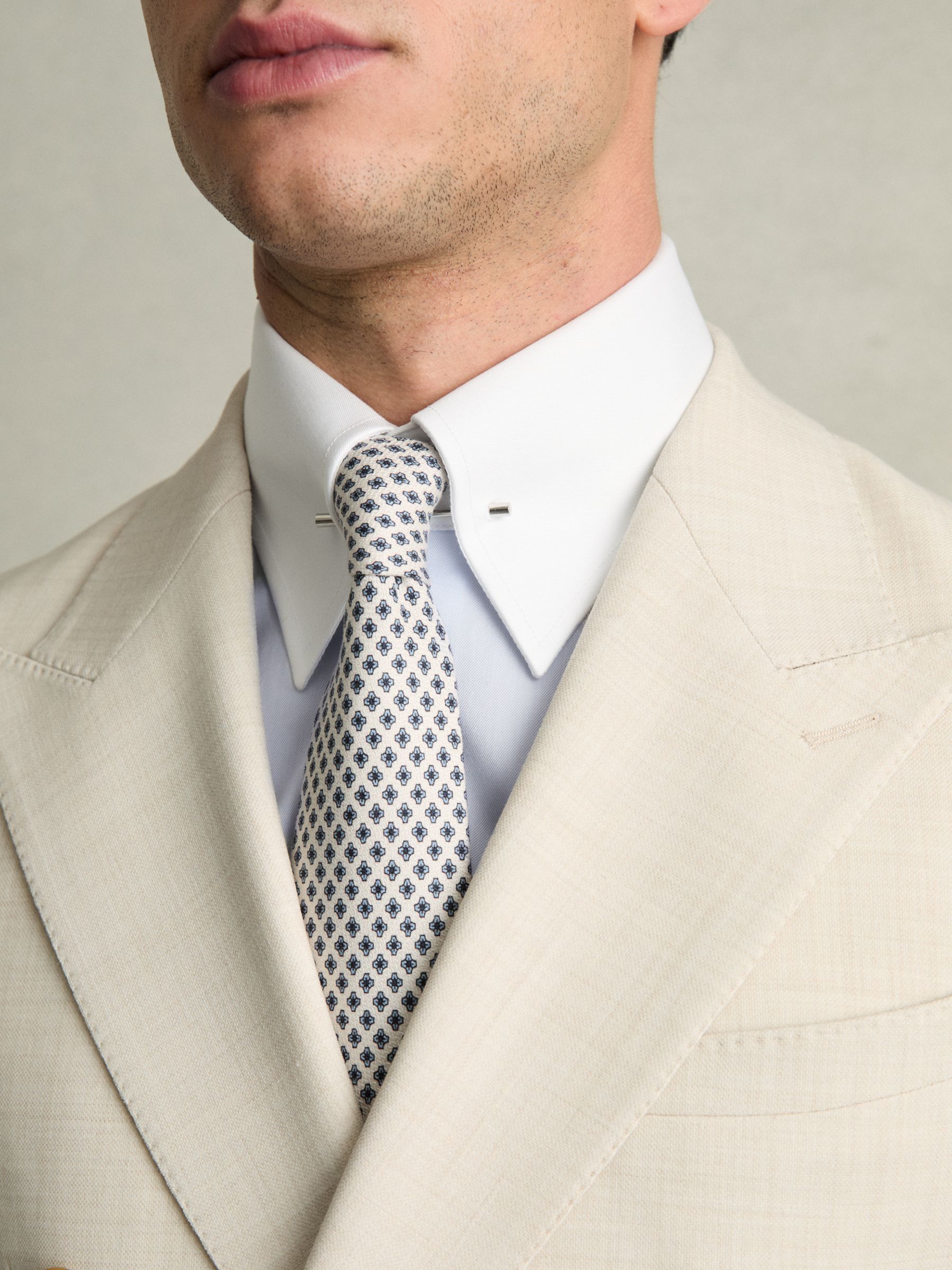 Regular-Fit Cotton Pin-Collar Shirt in Contrast S Blue