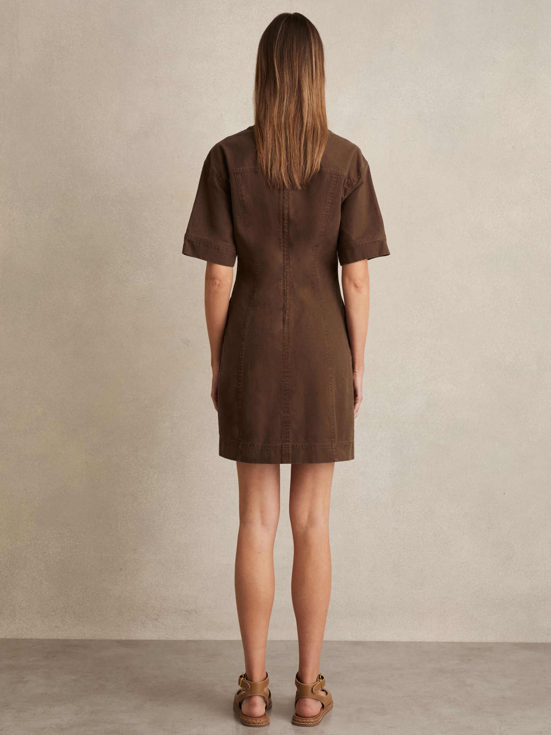 Lace Up Denim Shirt Dress in Chocolate