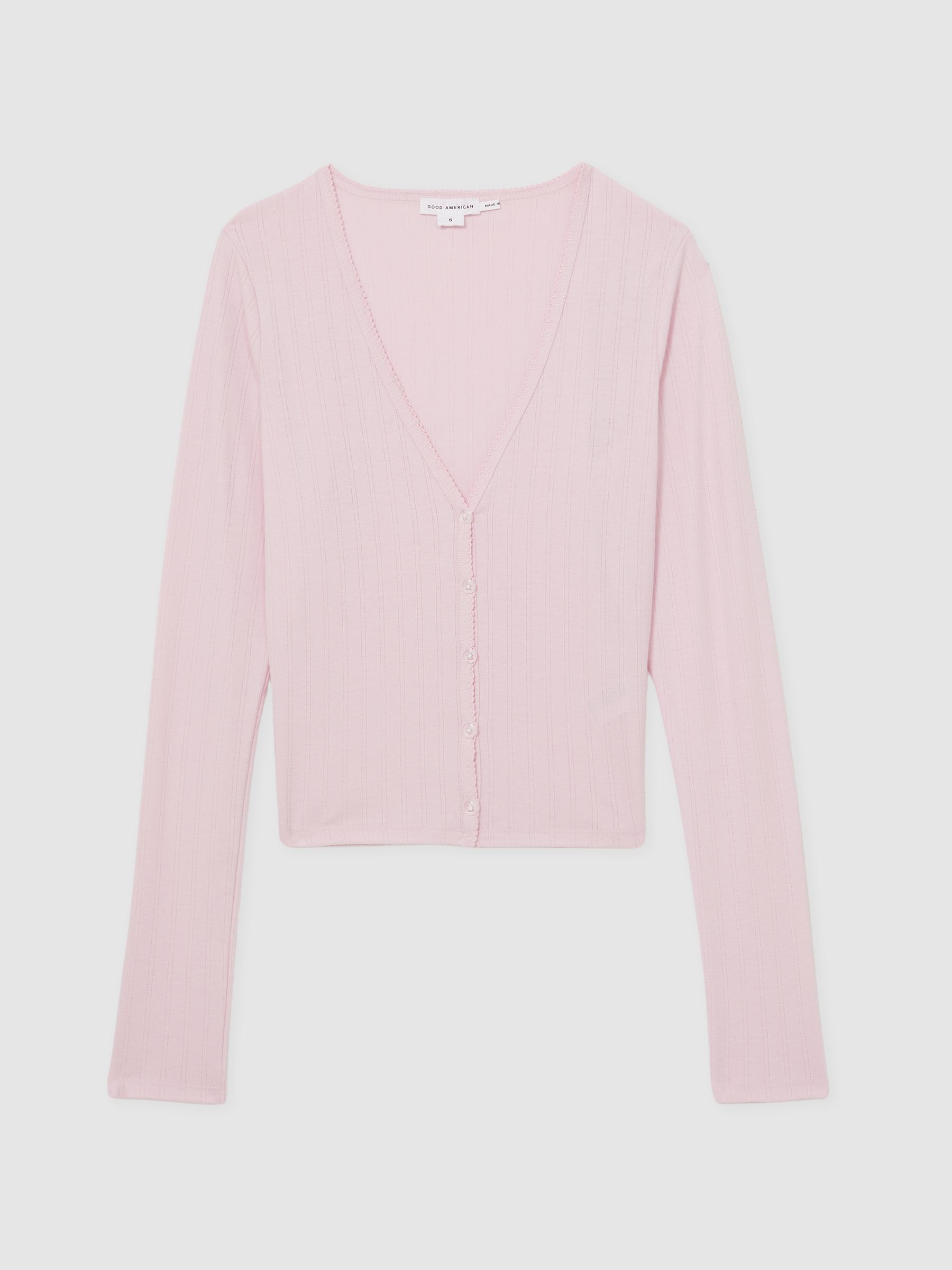 Good American Pointelle Cardigan in Pink