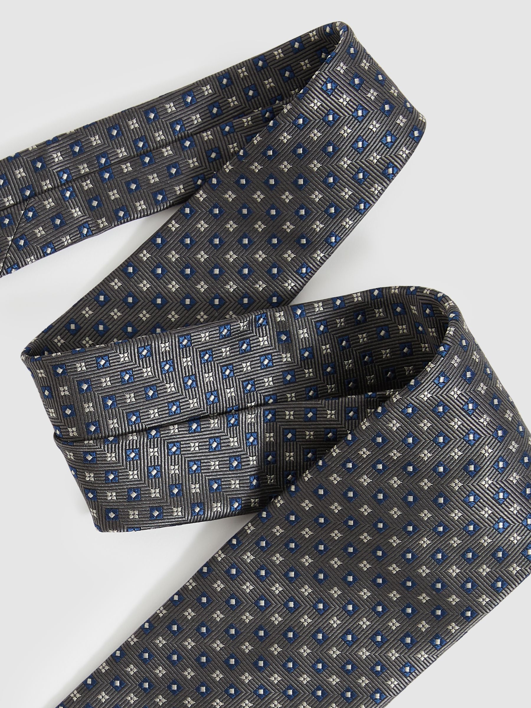 Foulard Silk Blend Floral Print Tie in Charcoal