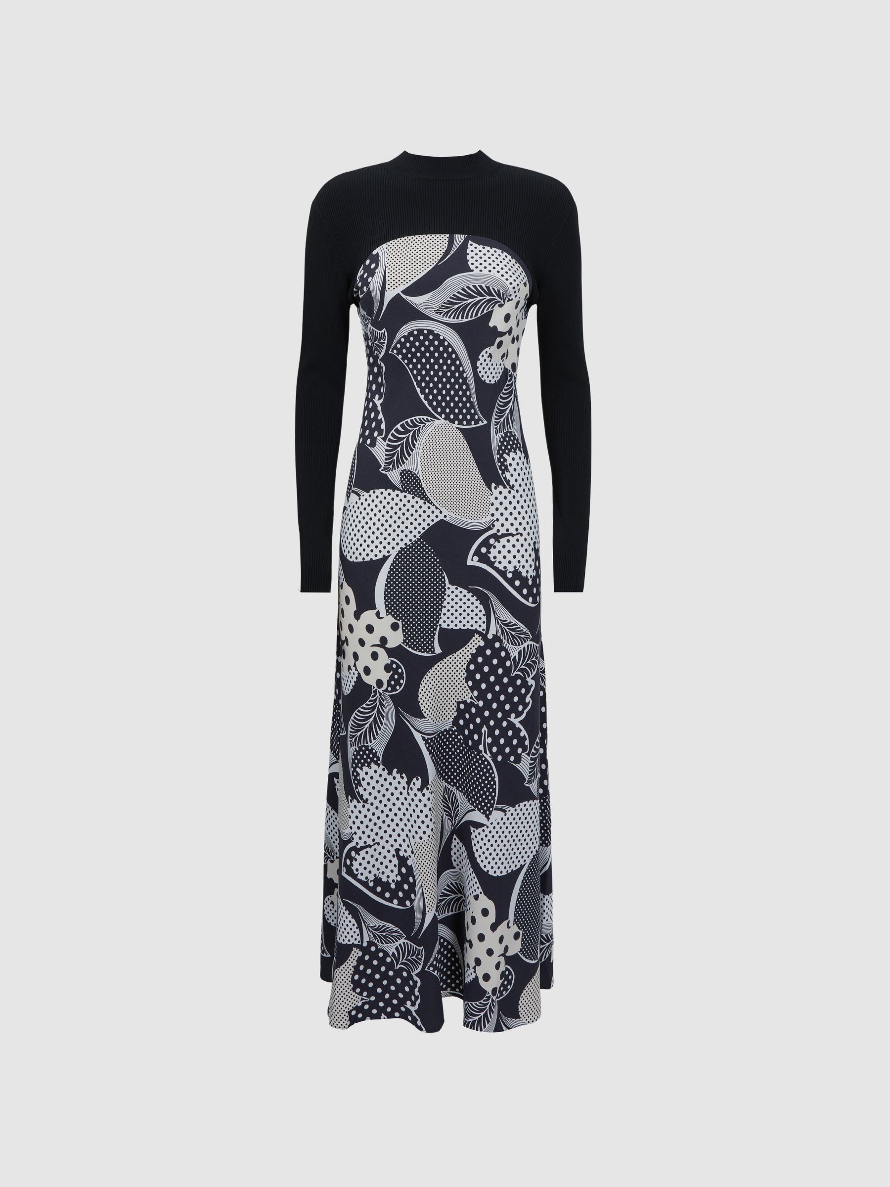 Florere Hybrid Knit Midi Dress in Black