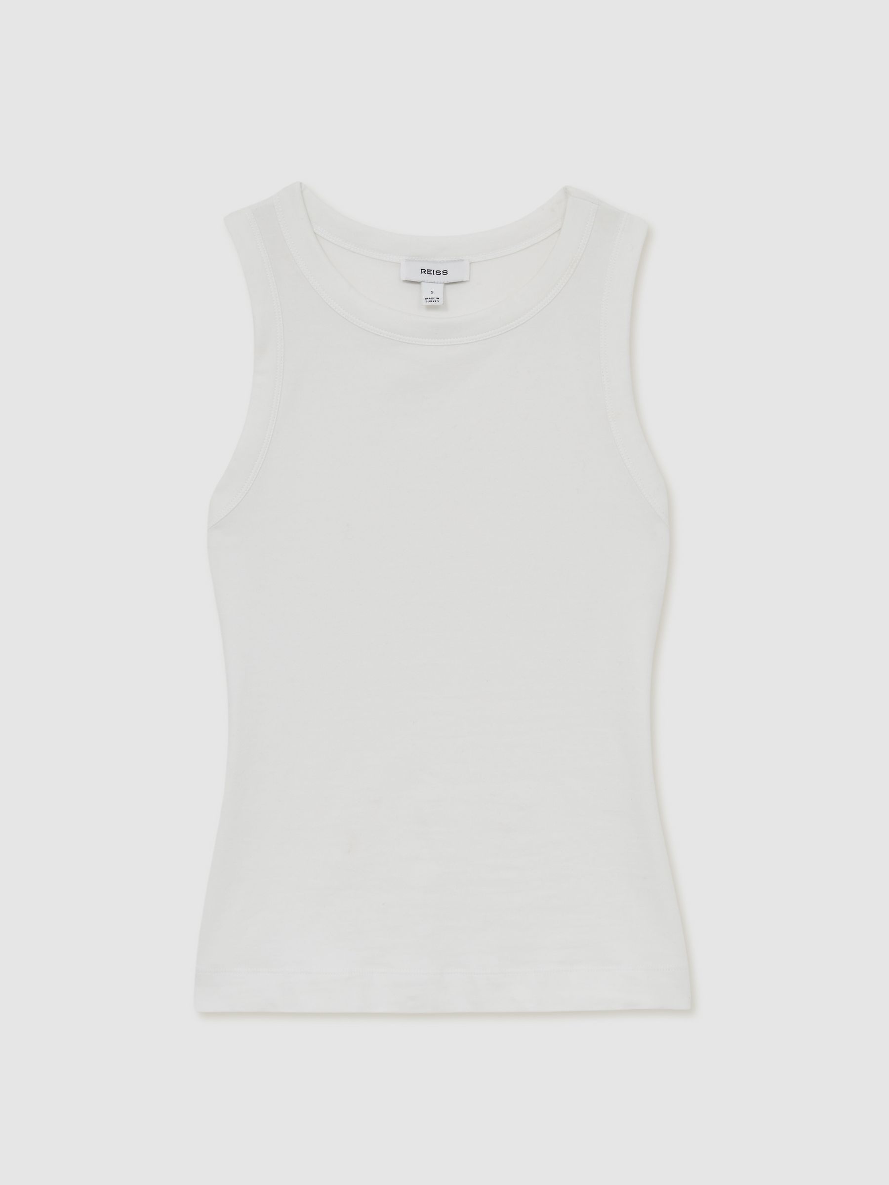Stretch-Cotton Racerback Vest in White