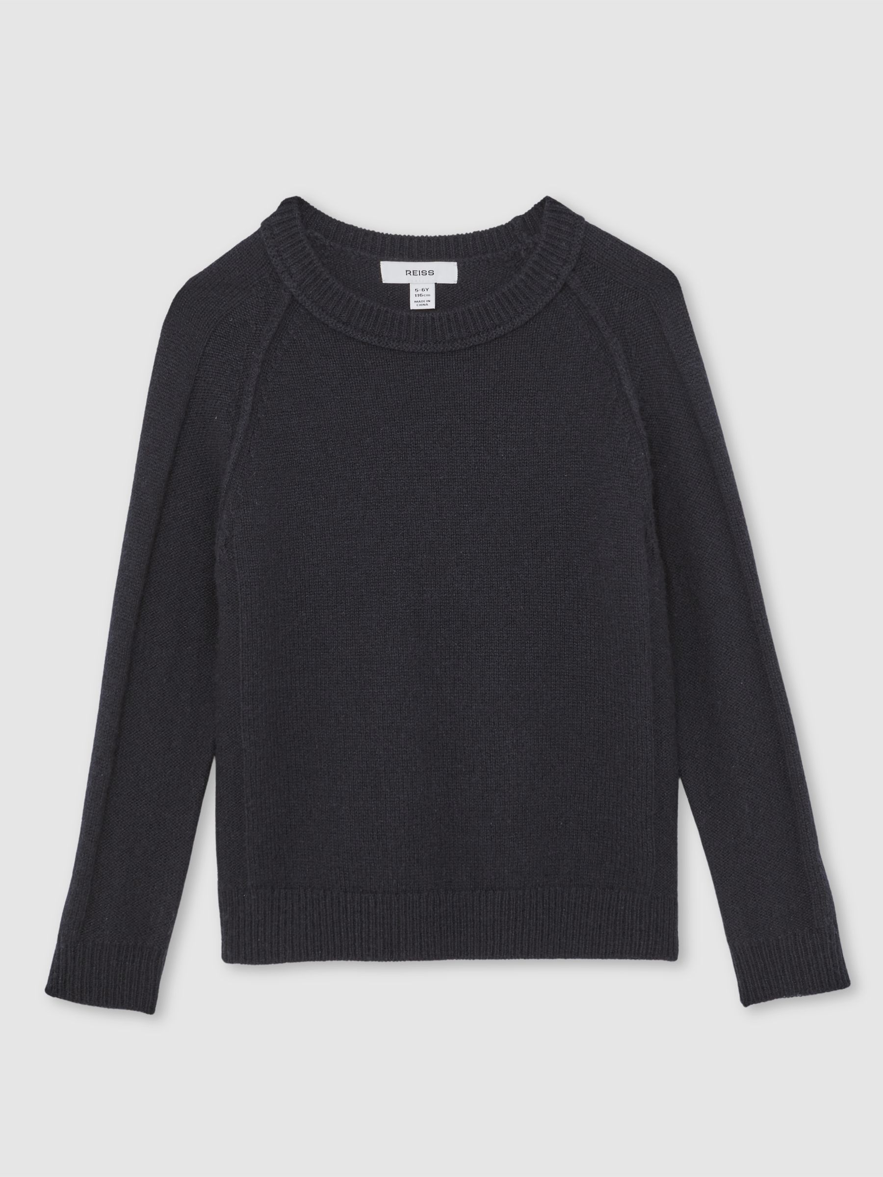 13-14 yrs Wool-Cashmere Reverse-Seam Jumper in Navy