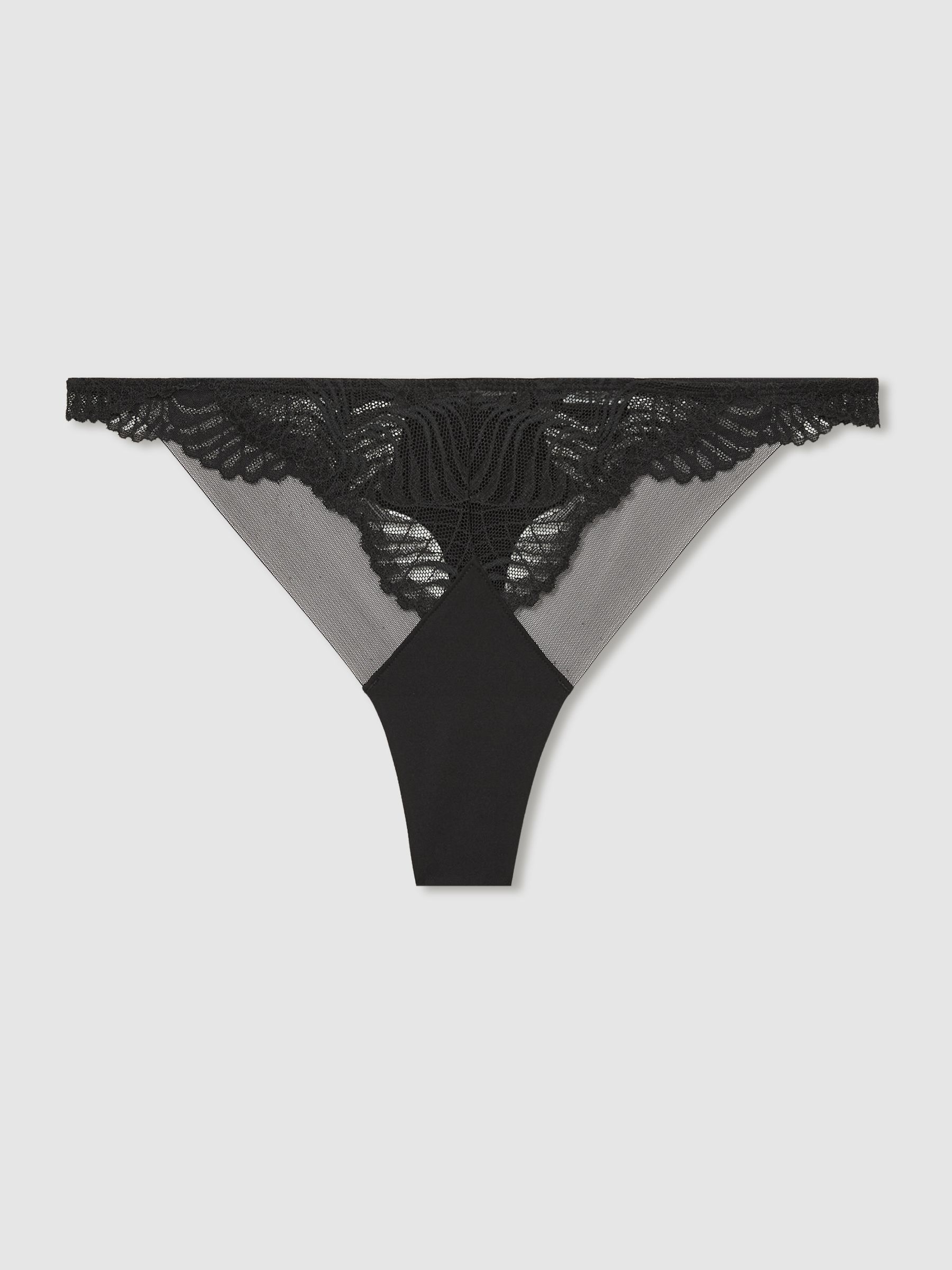 Guipure Lace Thong in Black
