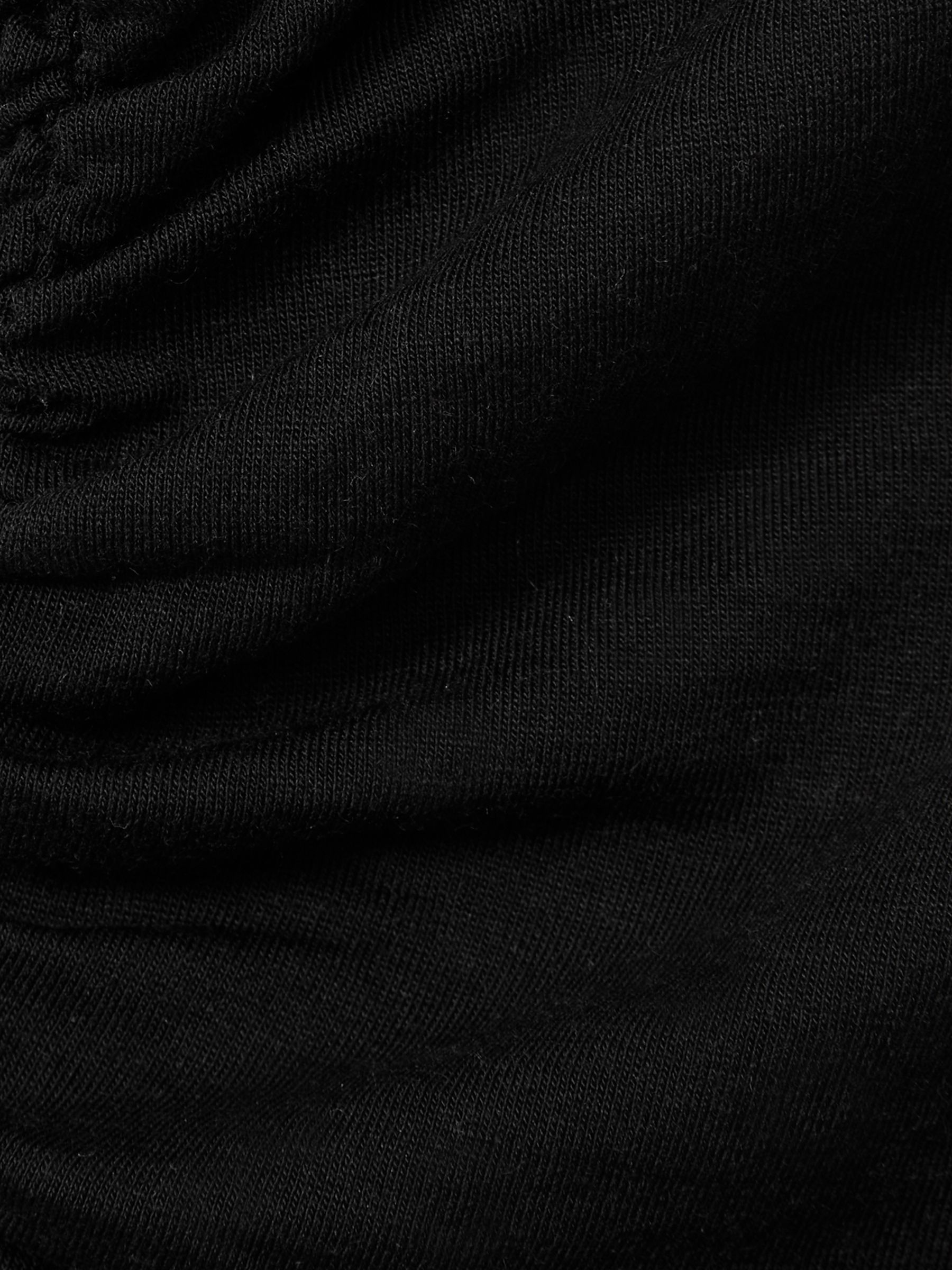 Ruched Side Crew-Neck Top in Black