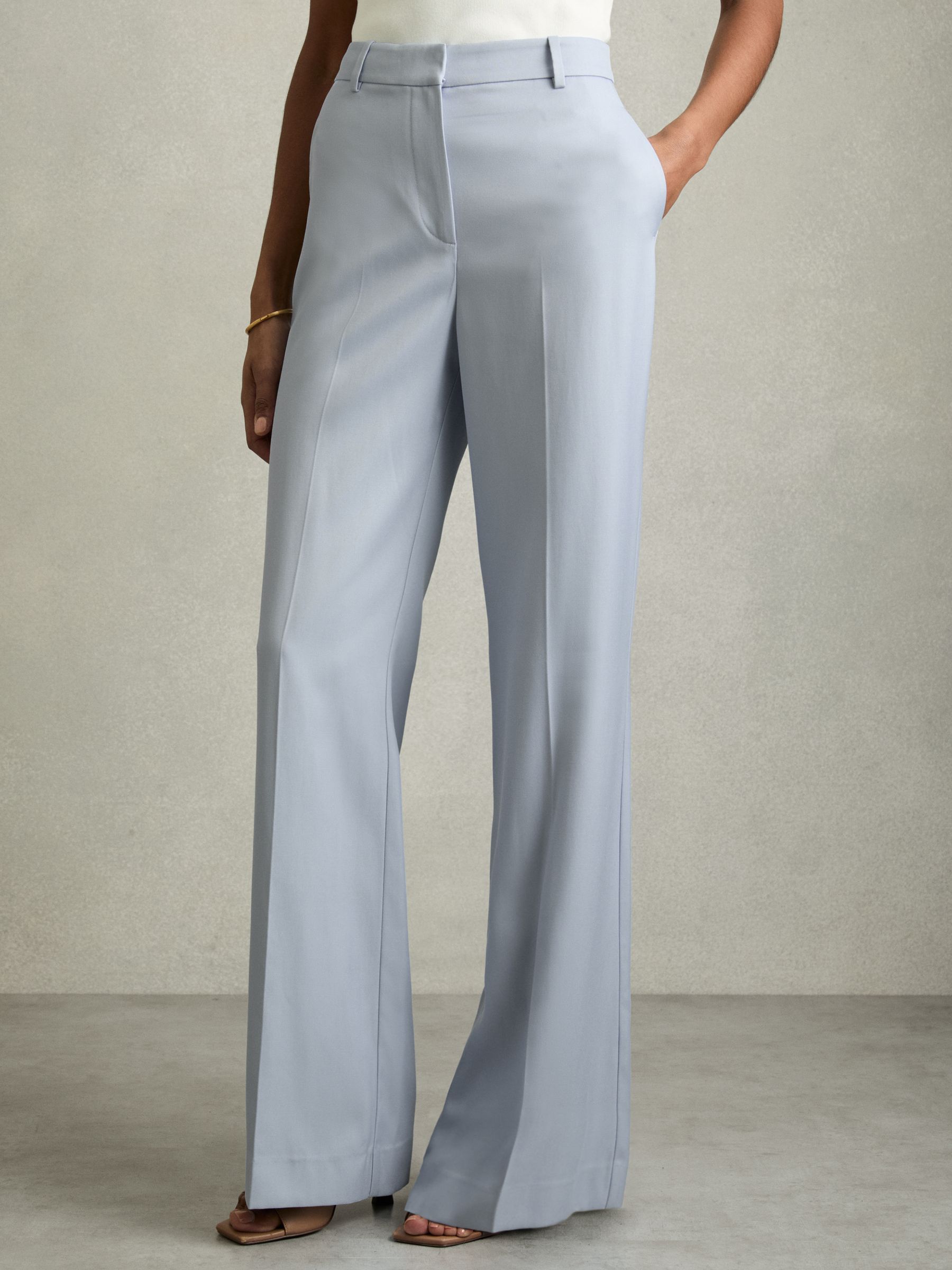 Wide-Leg Tailored Trousers in Blue