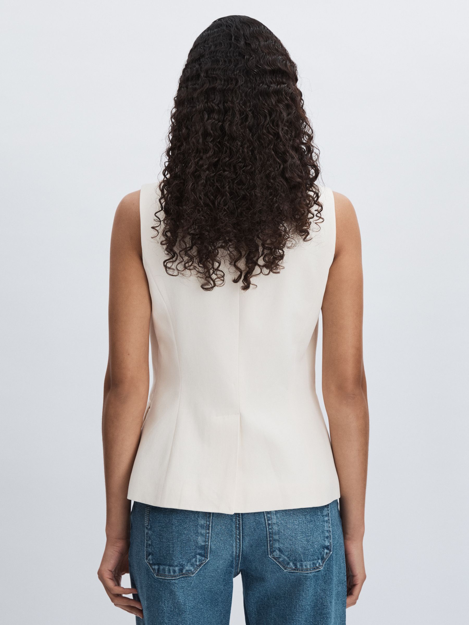 Paige Lyocell Cotton Tailored Waistcoat in Ivory