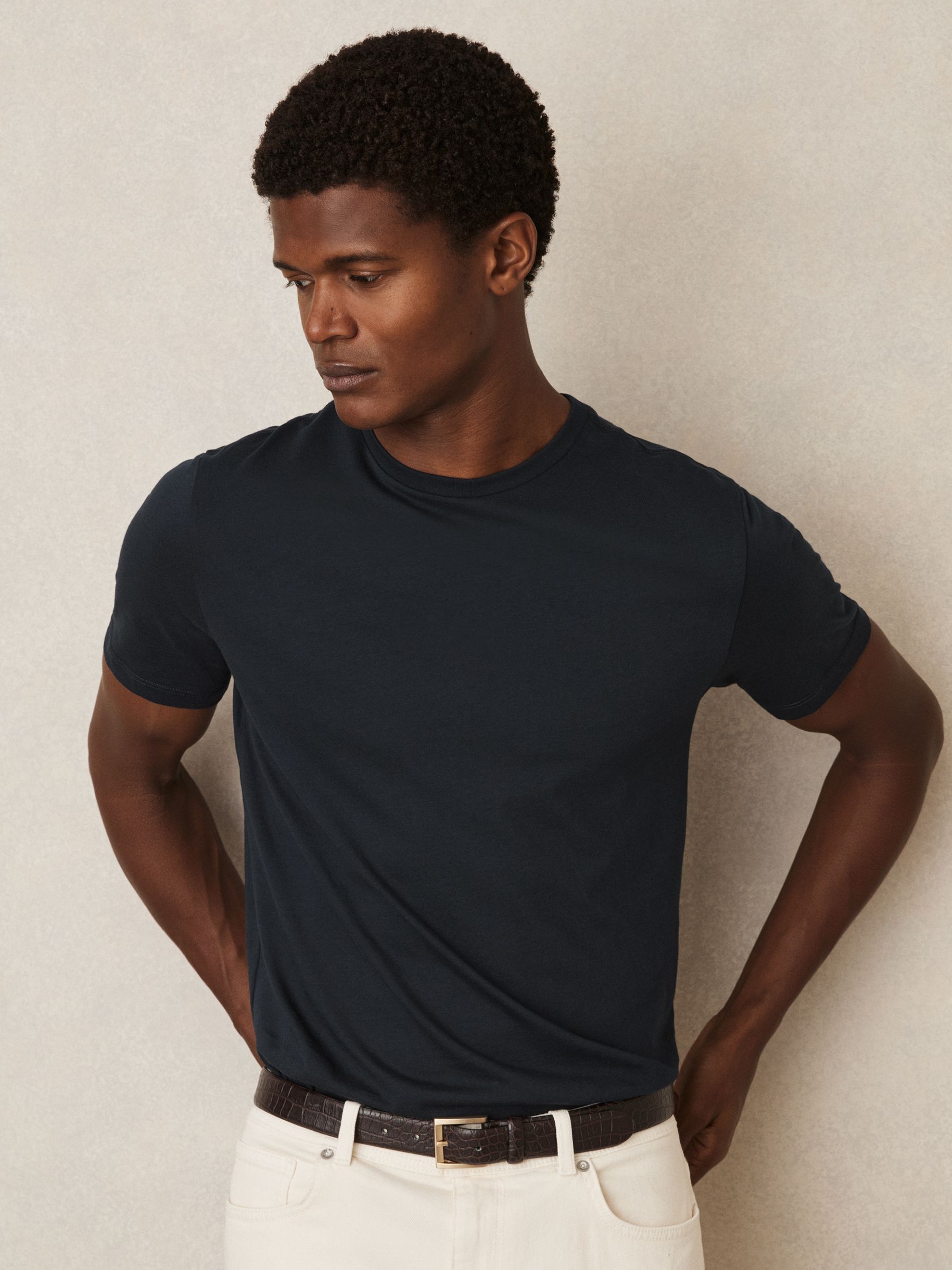 Cotton-Jersey Crew-Neck T-shirts 3 Pack in Navy