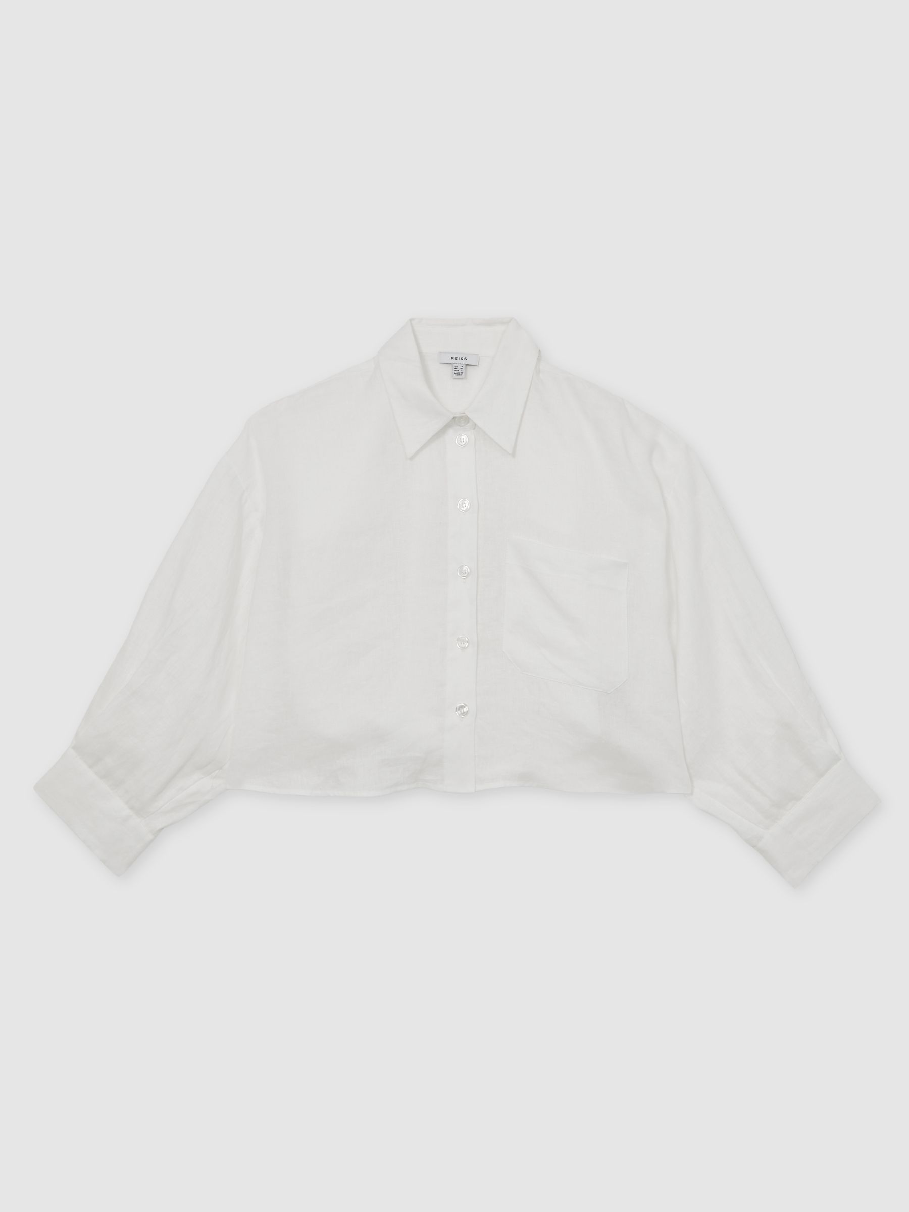 Oversize Linen Cropped Shirt in White