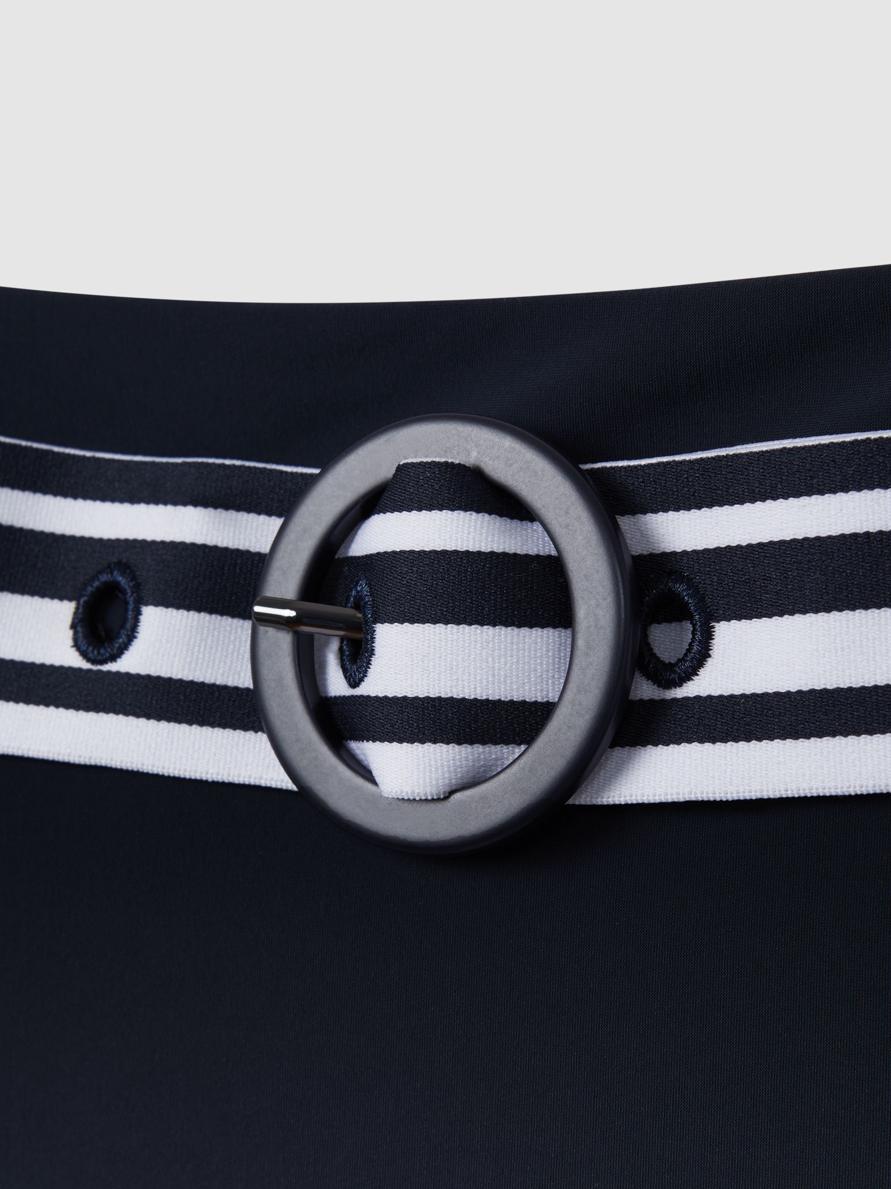 High Rise Belted Bikini Bottoms in Navy/White