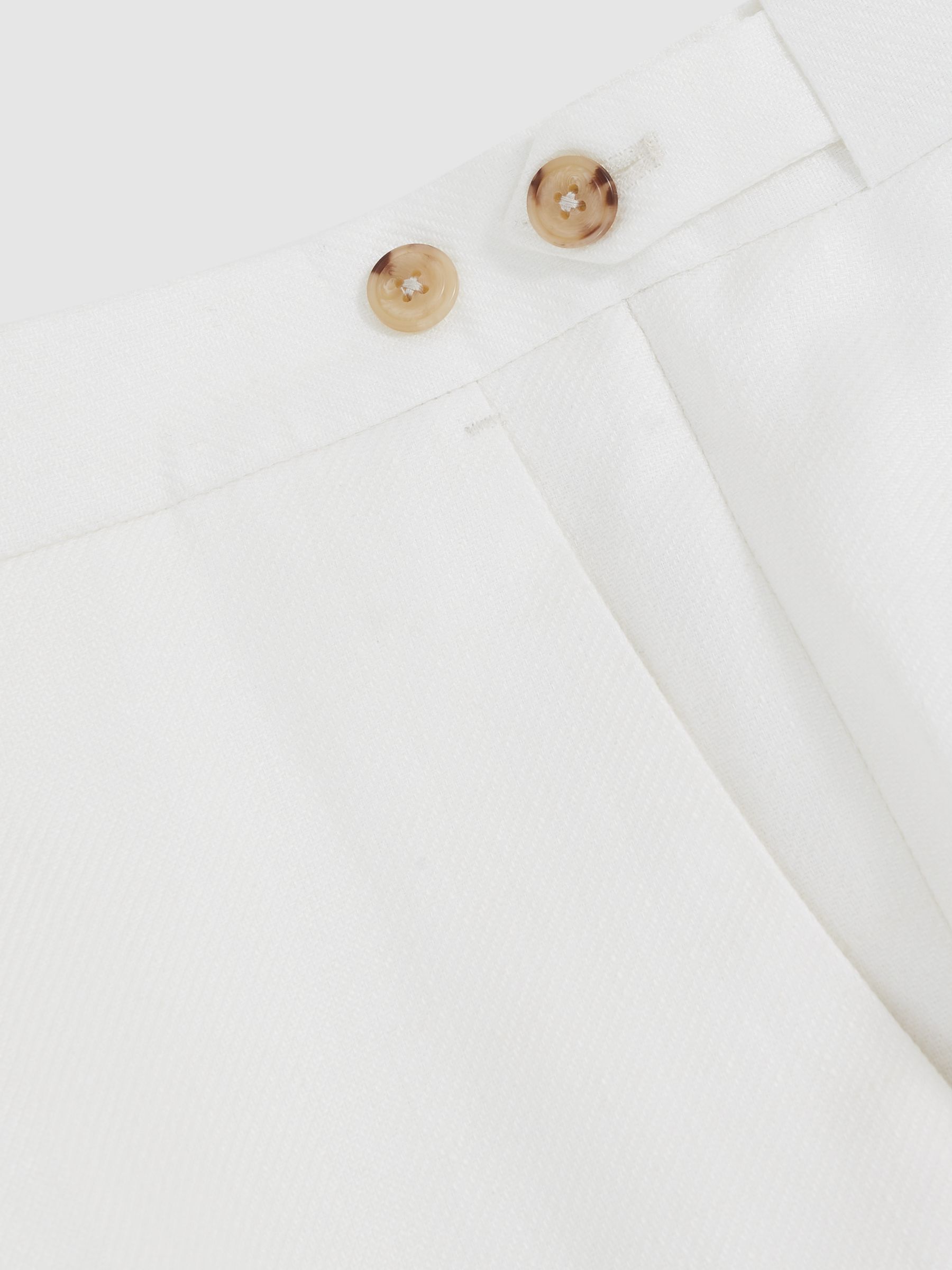 Slim Fit Lyocell Linen Suit Trousers in White