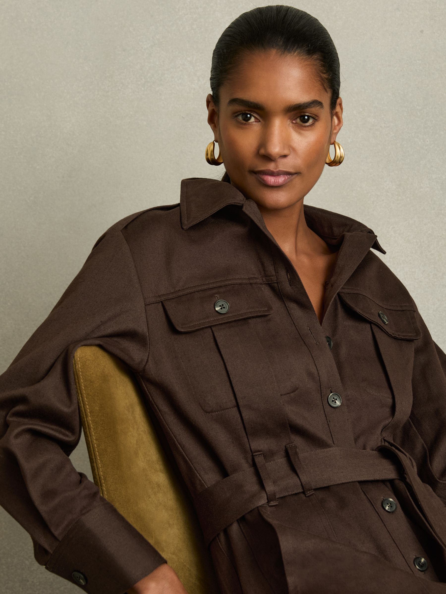 Wide Leg Utility Jumpsuit in Burgundy