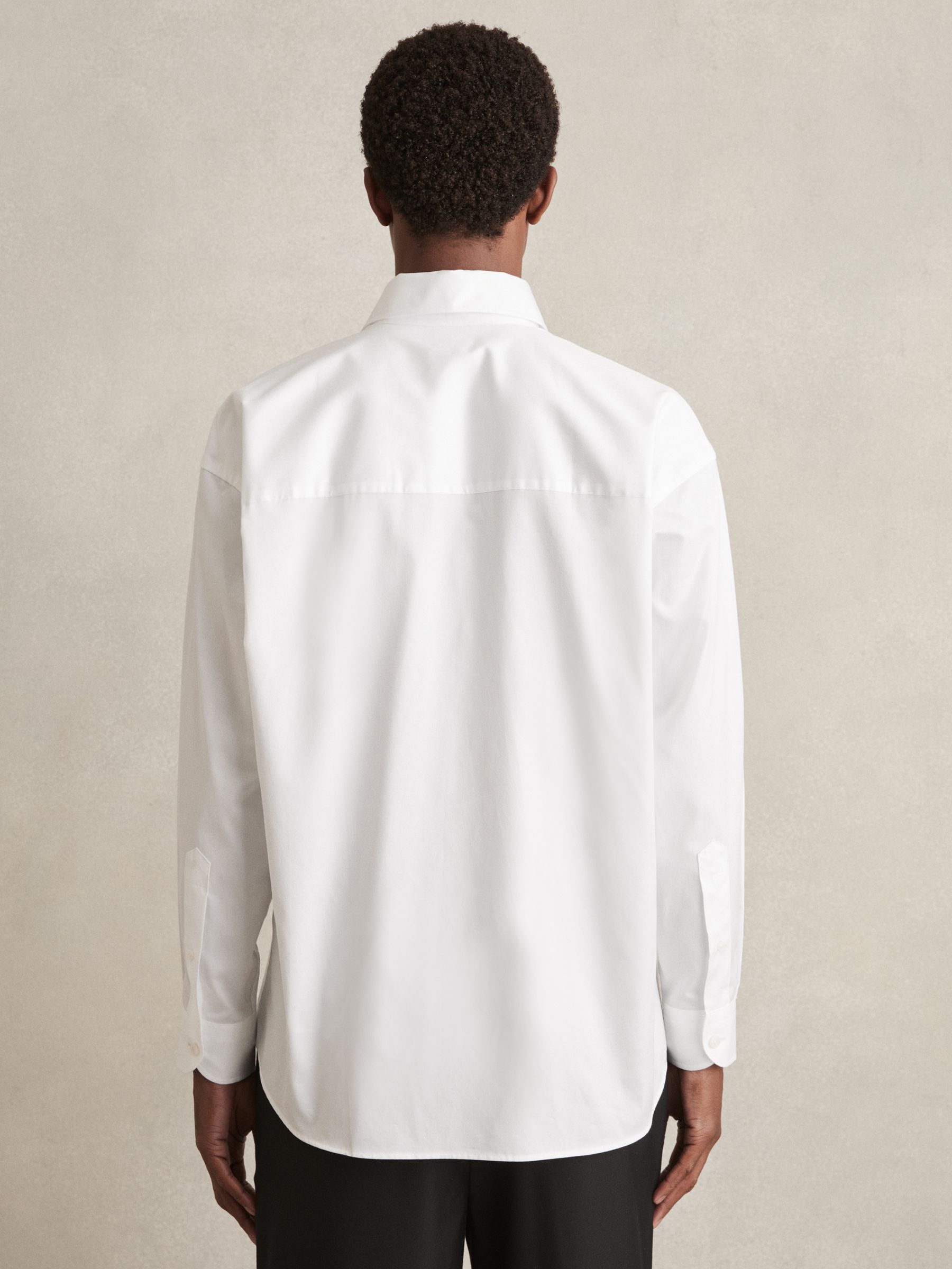 Cotton Oversized Long-Sleeve Shirt in White