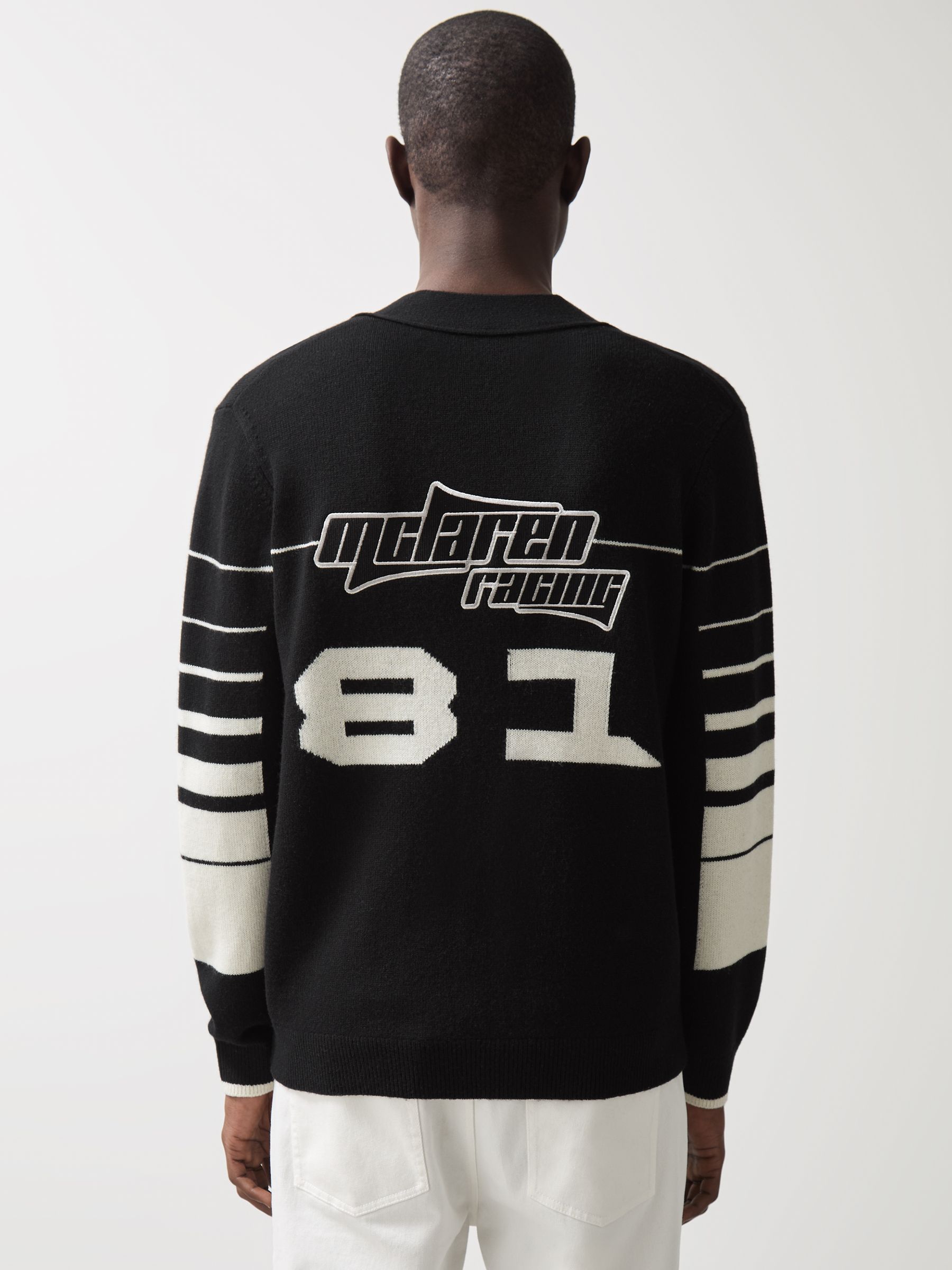 McLaren F1 Team Wool-Cashmere Varsity Cardigan in Black