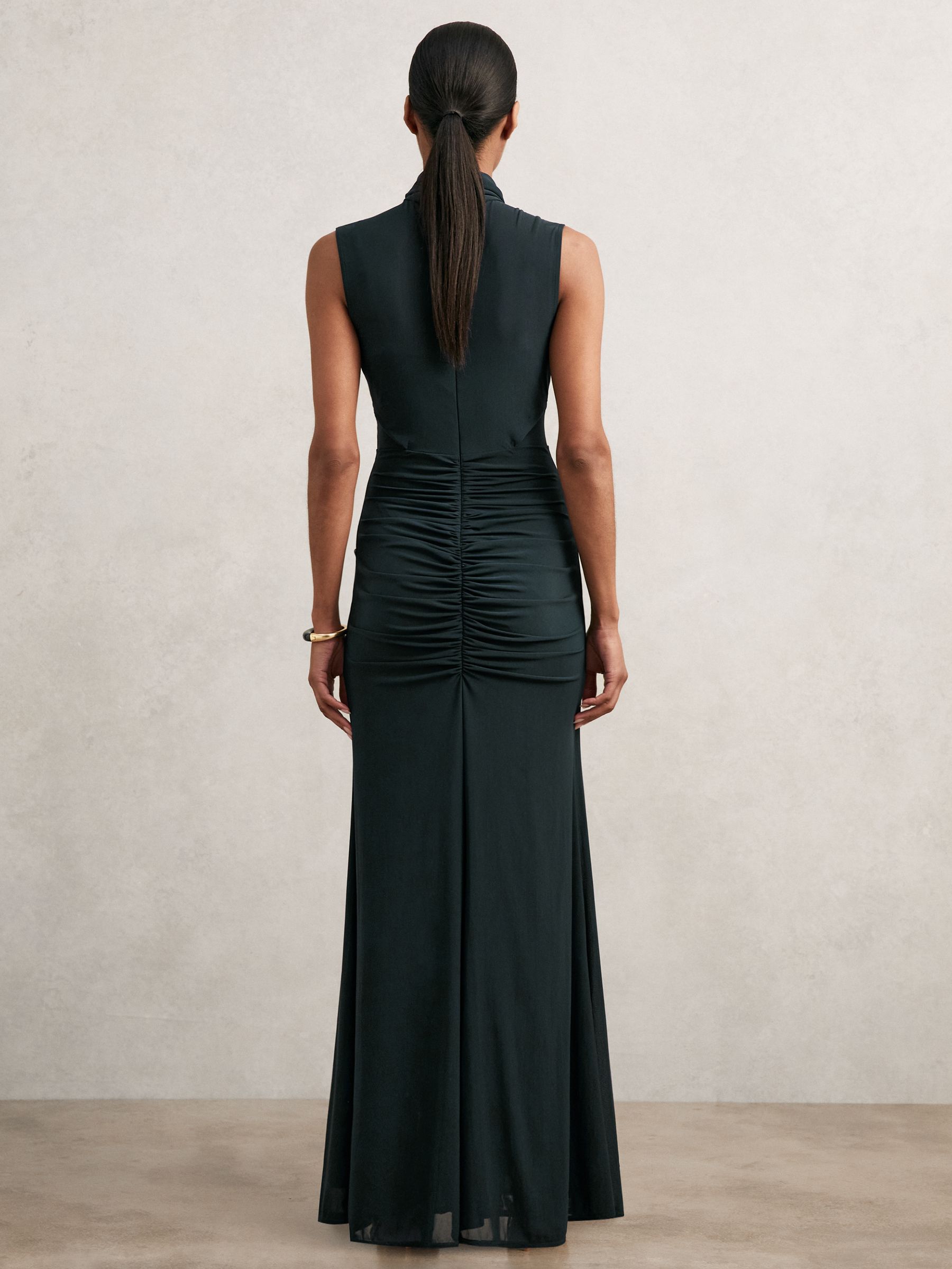 Ruched Sleeveless Maxi Dress in Teal
