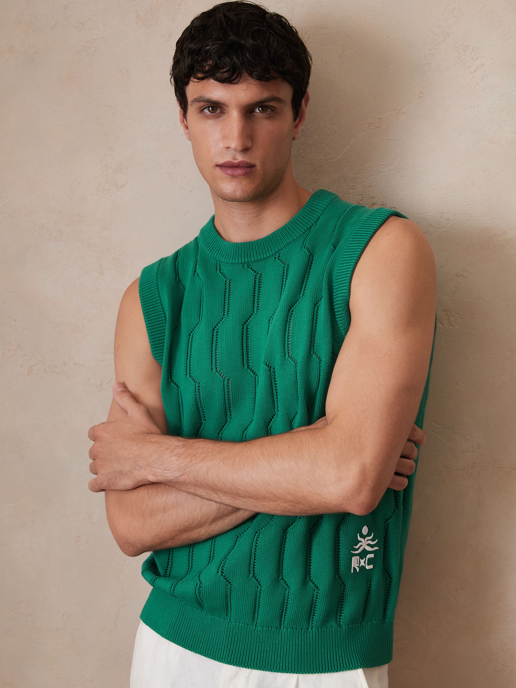 Ché Pointelle Crew-Neck Vest in Bright Green