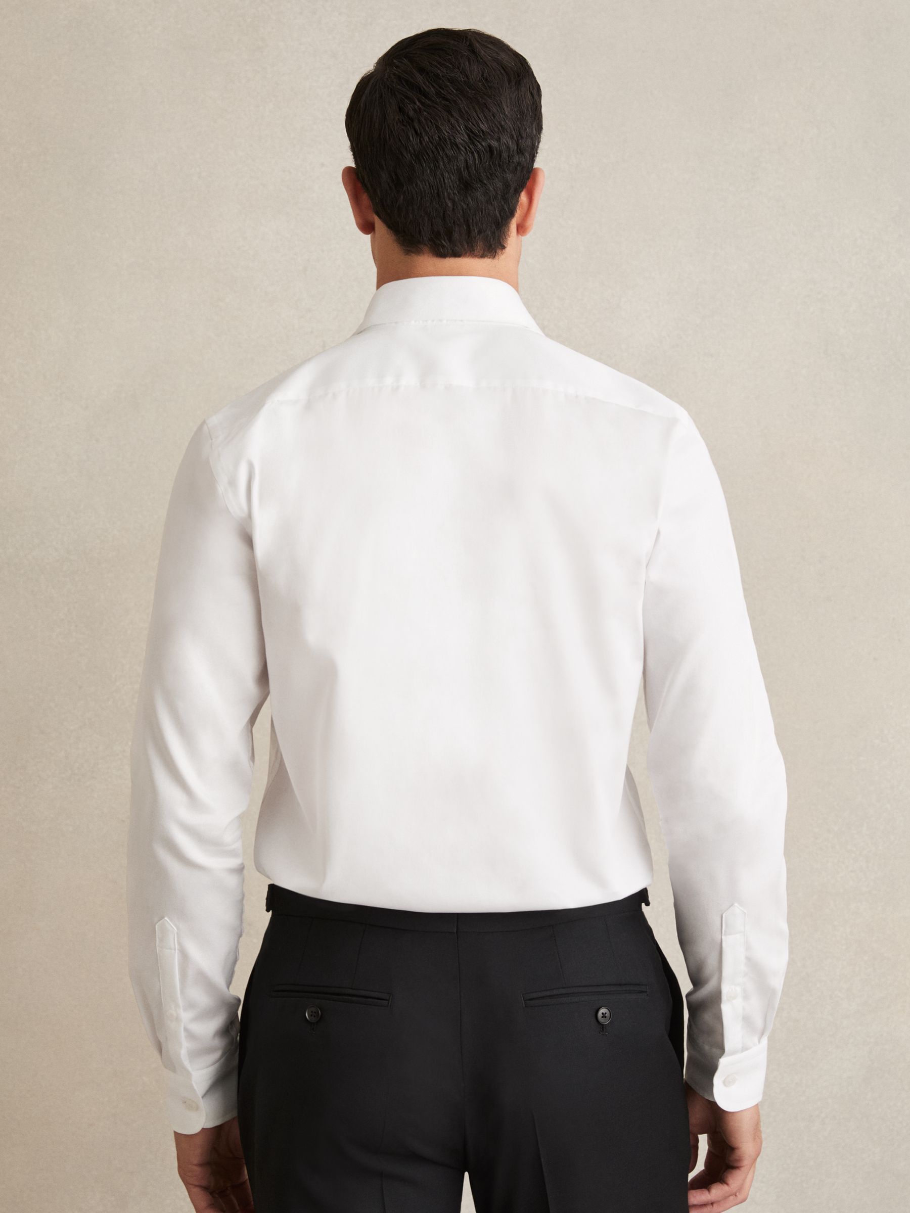 Regular Fit Cotton Sateen Shirt in White