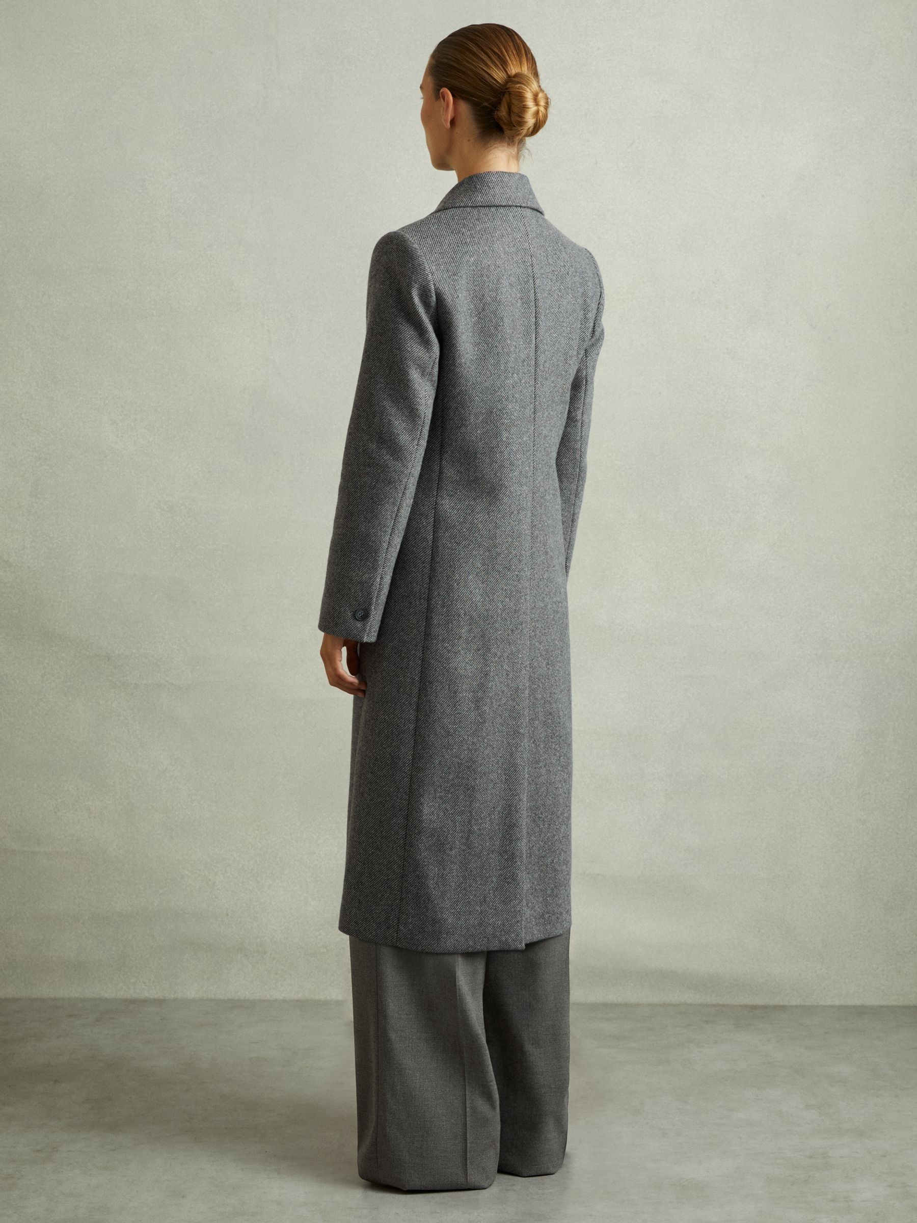 Wool-Blend Longline Coat in Grey