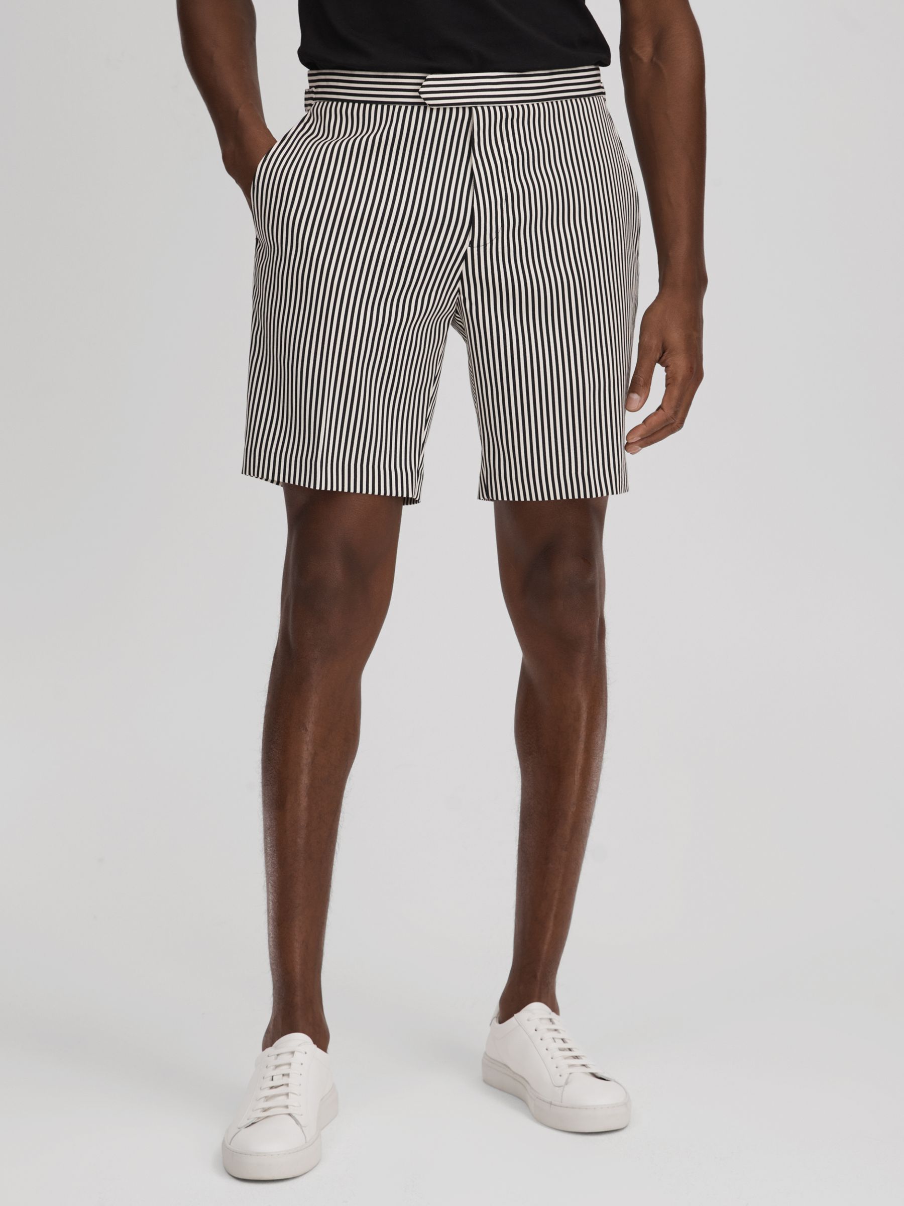 Striped Adjuster Shorts in Black/White