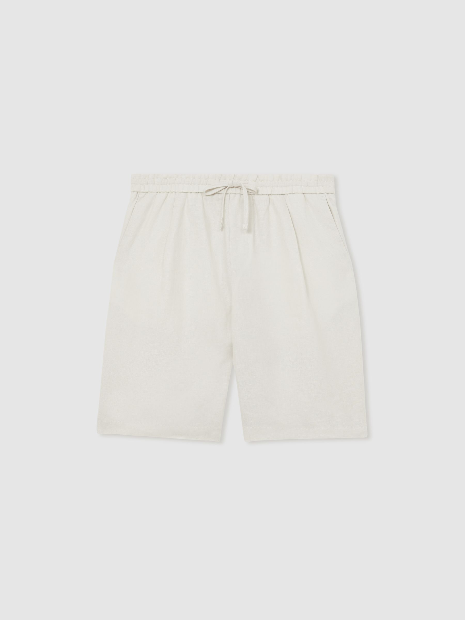 Linen Drawstring Shorts in Stone