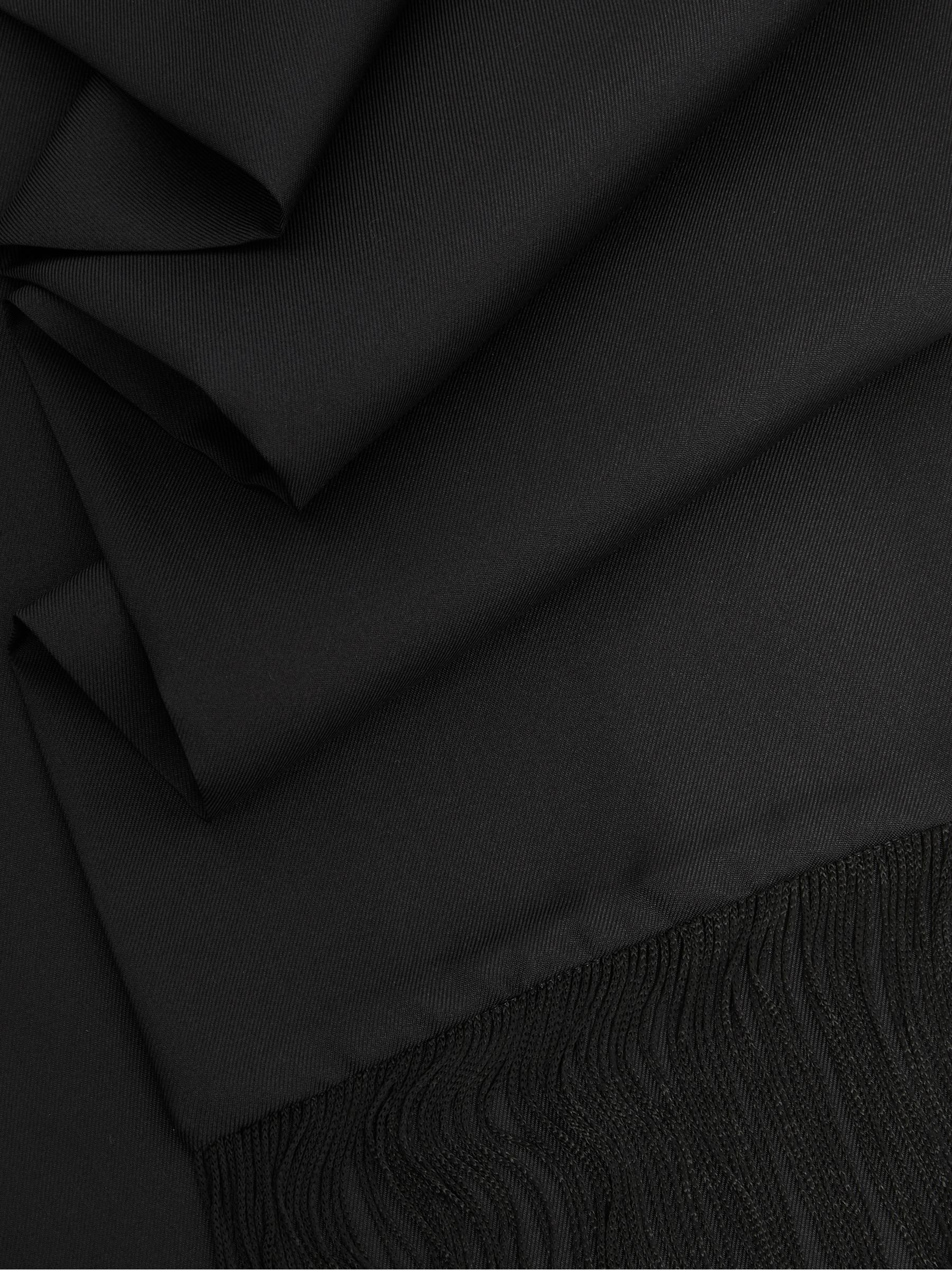 Silk Fringed Scarf in Black