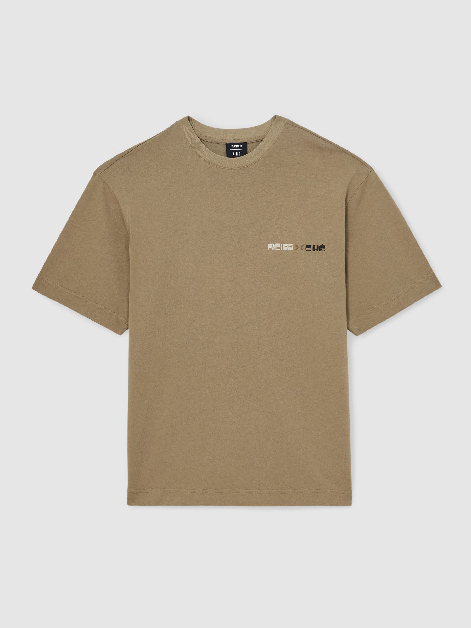 Reiss | Ché Cotton-Linen Sunset T-Shirt in Sage Green