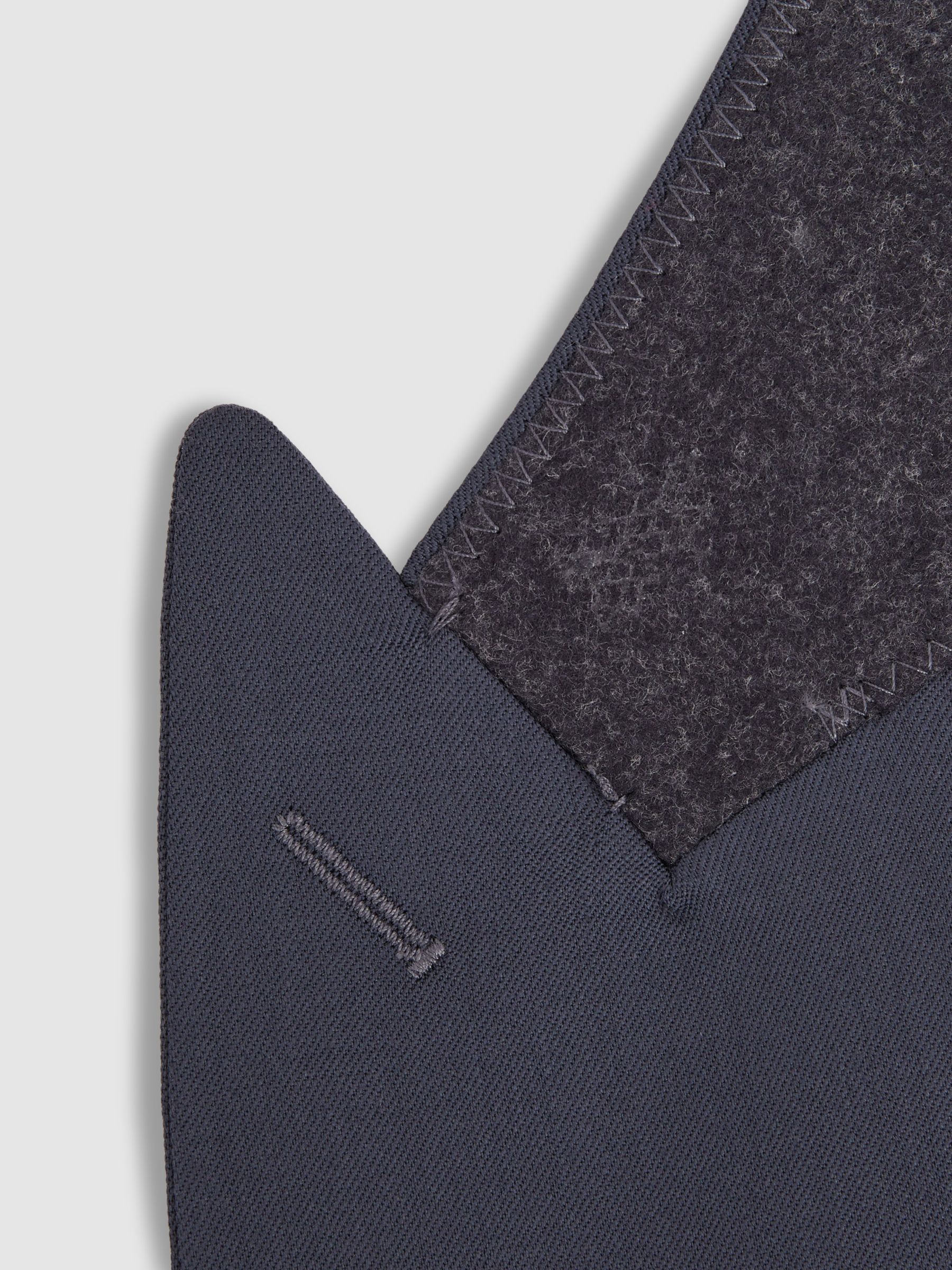 Bartley Airforce Blue Textured Wool Single Breasted Slim Fit Blazer