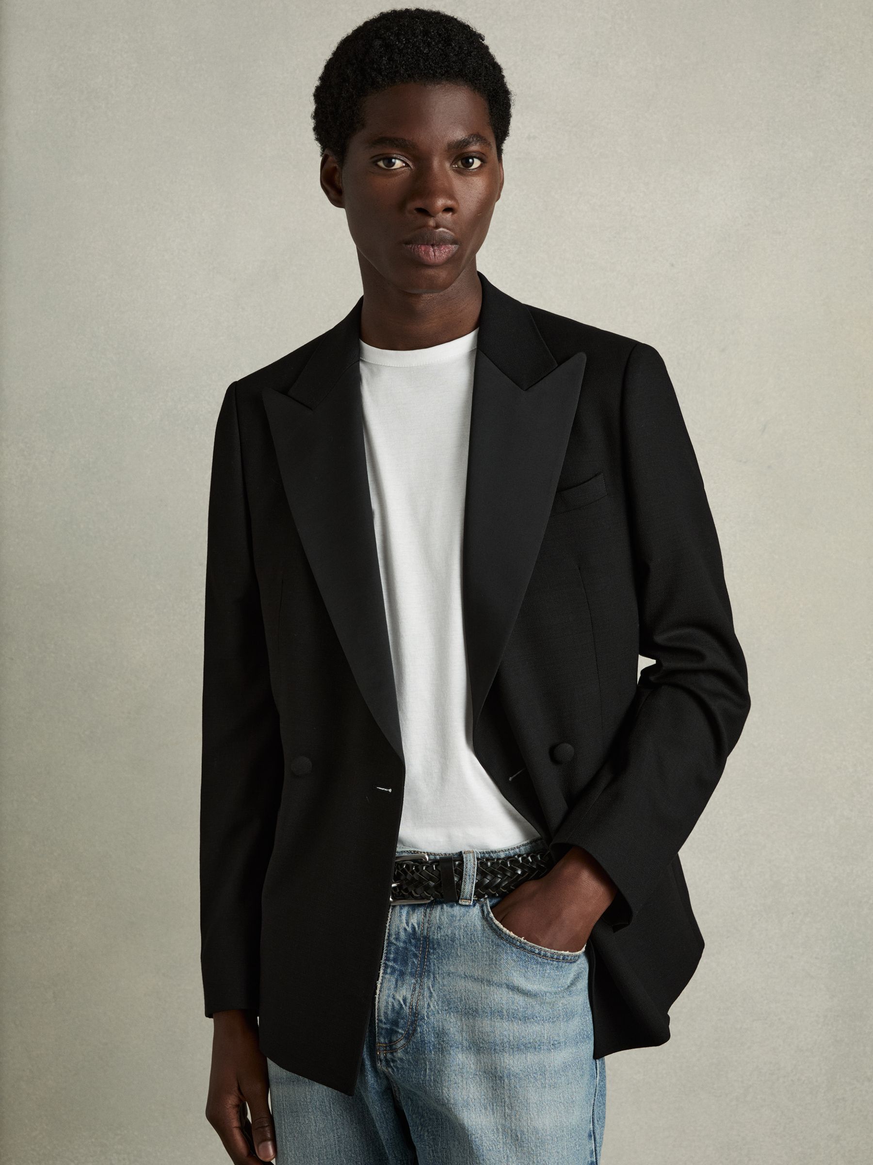 Woven Leather Belt in Black