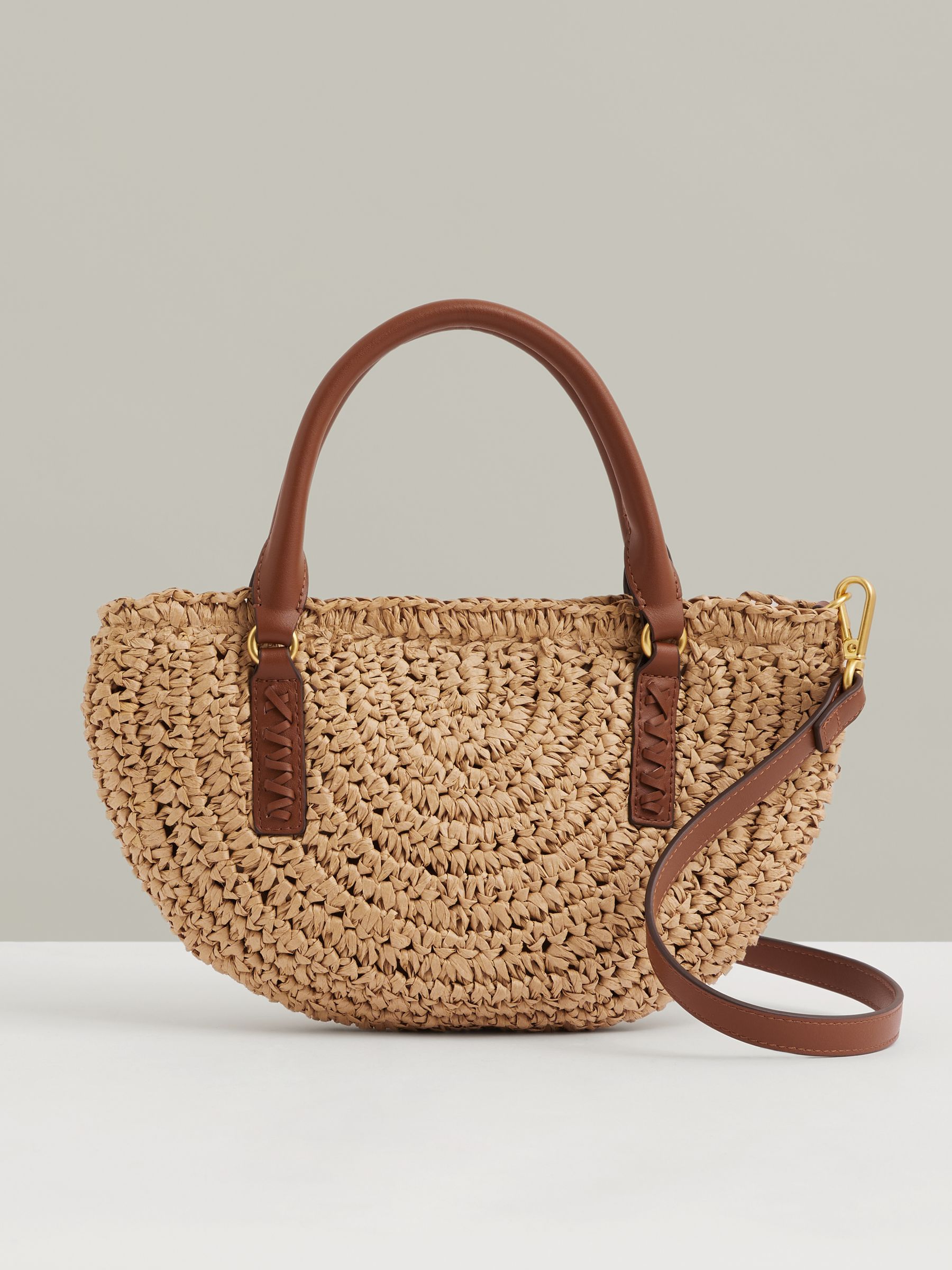Raffia Woven Cross-body Bag in Natural