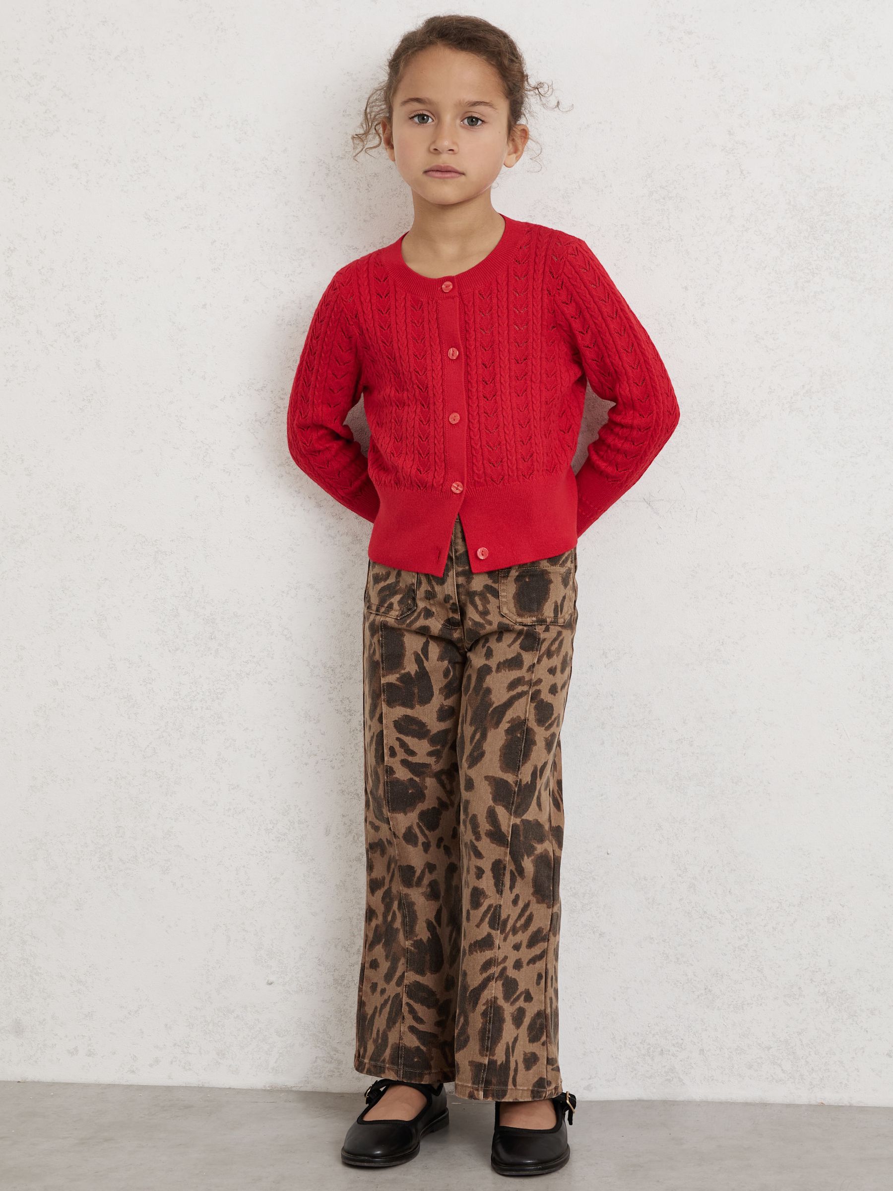 Leopard-Print Flared Jeans in Brown