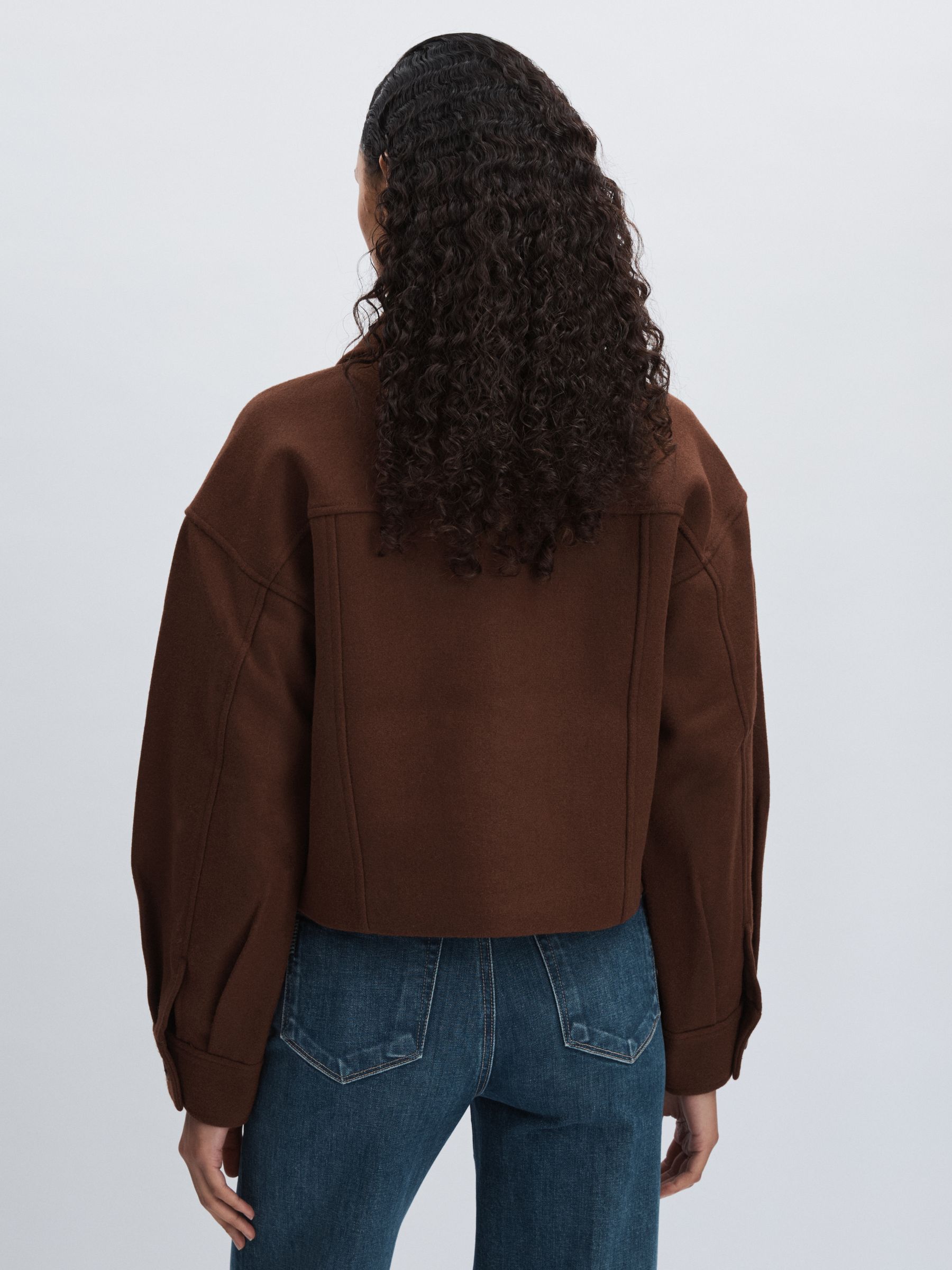 Paige Wool-Blend Cropped Jacket in Dark Brown