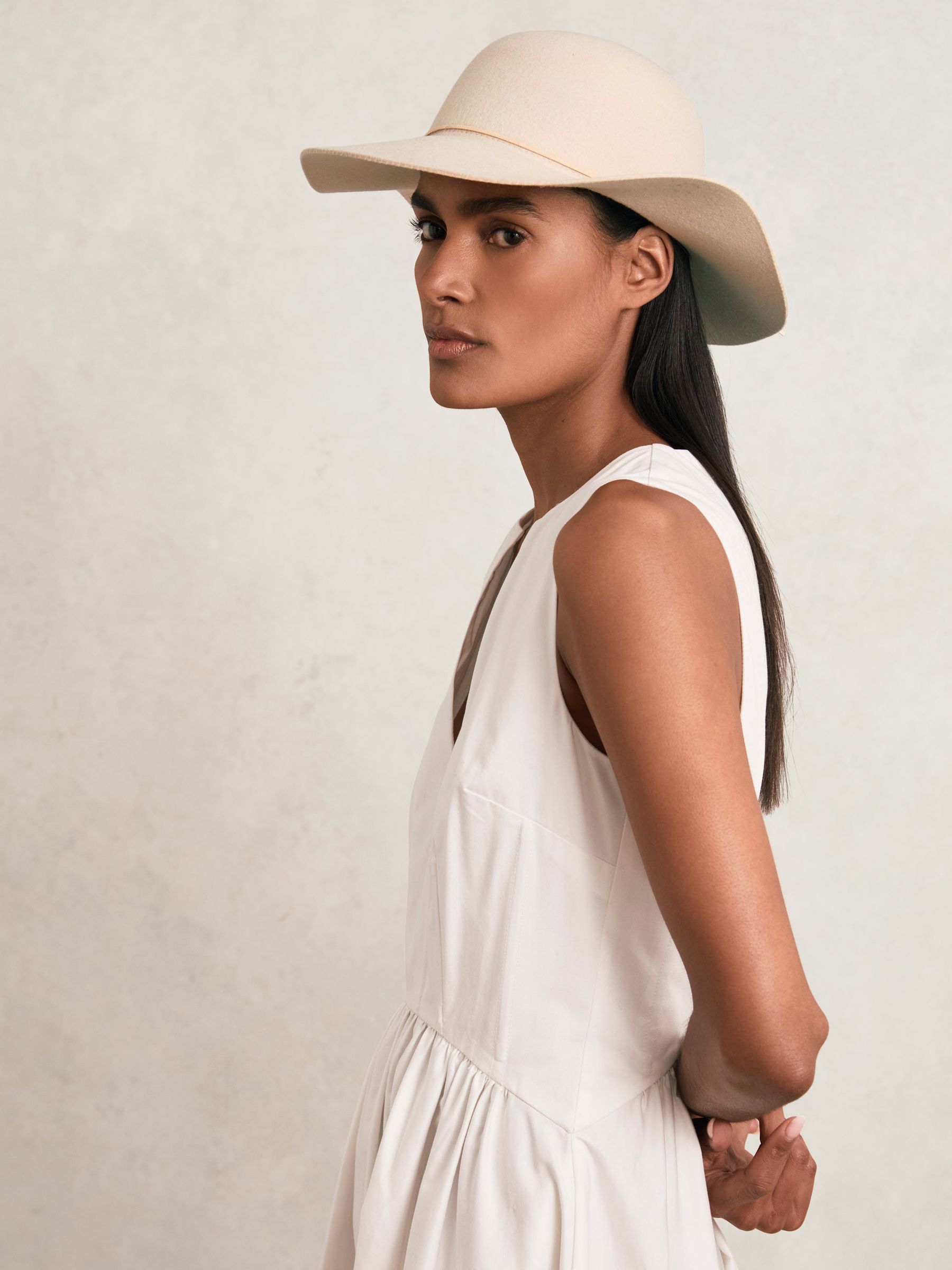 Felted Wool Sun Hat in Neutral