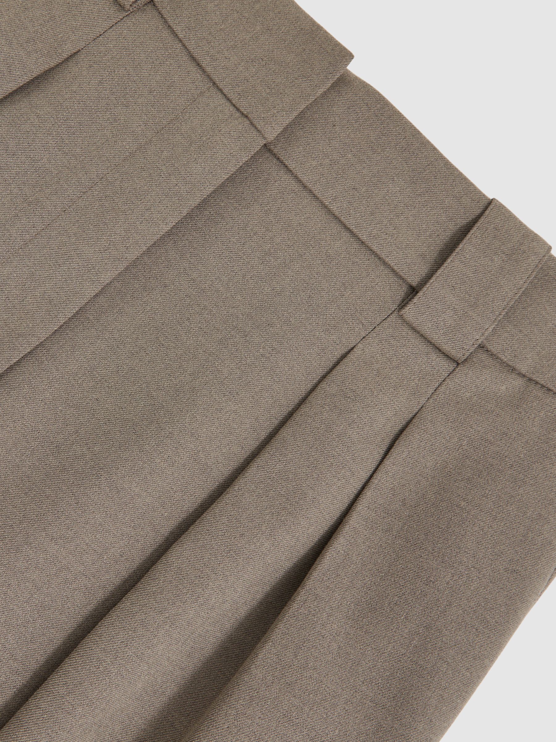 Wide Leg Pleated Trousers in Neutral