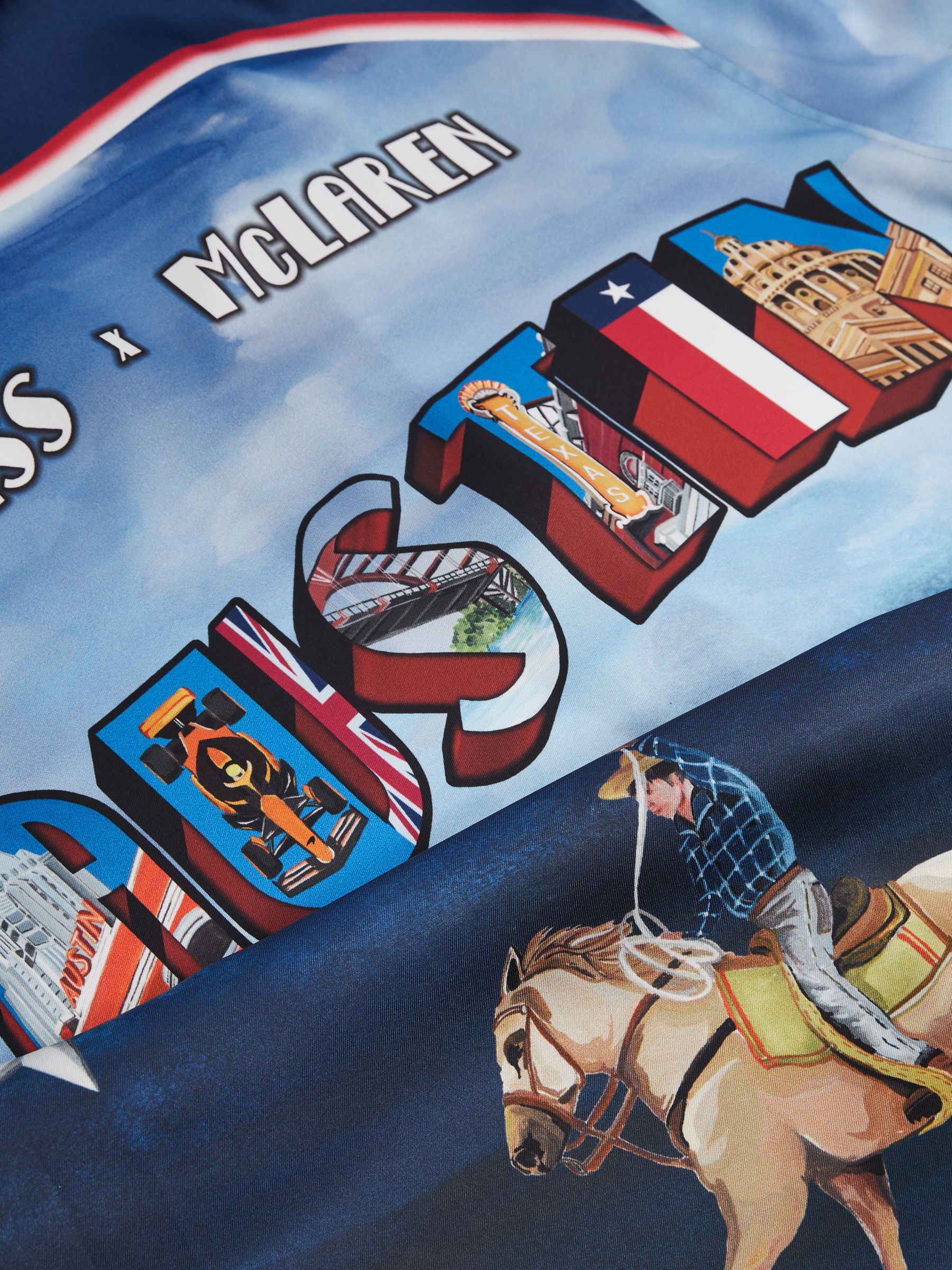 McLaren F1 Austin Exclusive Cuban-Collar Shirt in Blue Multi